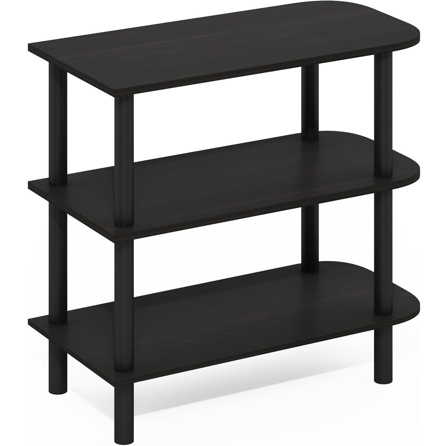 3-Tier Curved Freestanding Shoe Rack Storage Organizer  Espresso/Black