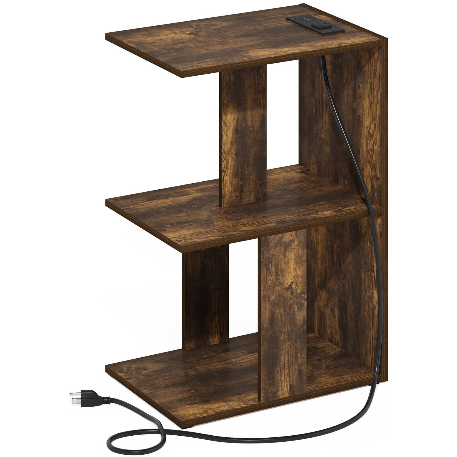 Boyate Open Storage Sofa Side Table  End Table With Usb And Type-C Charging Port