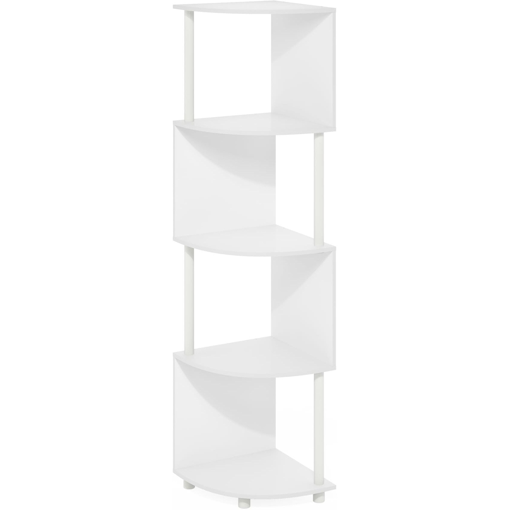 Econ 4-Tier Zigzag Corner Shelf Bookcase  Bookshelf  White/White