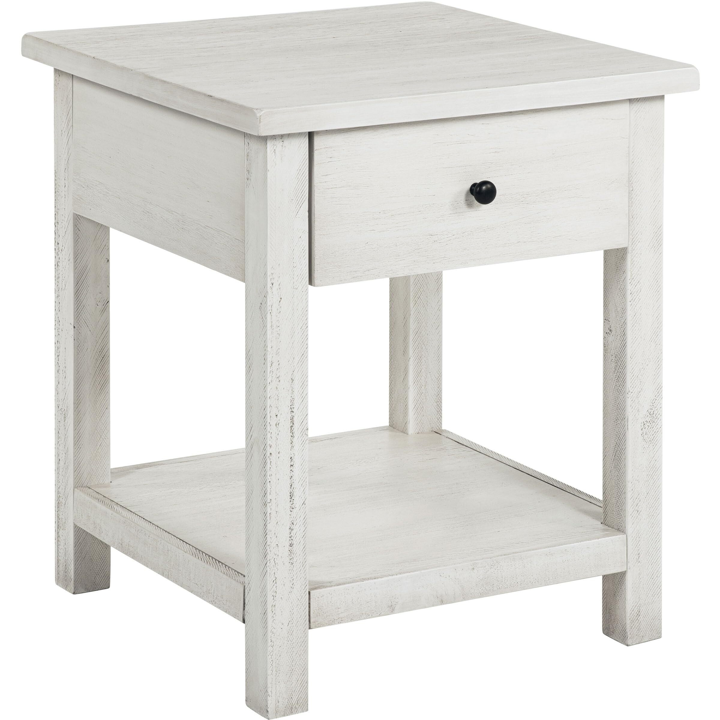 Payne 1-Drawer Wood End Table With Shelf White