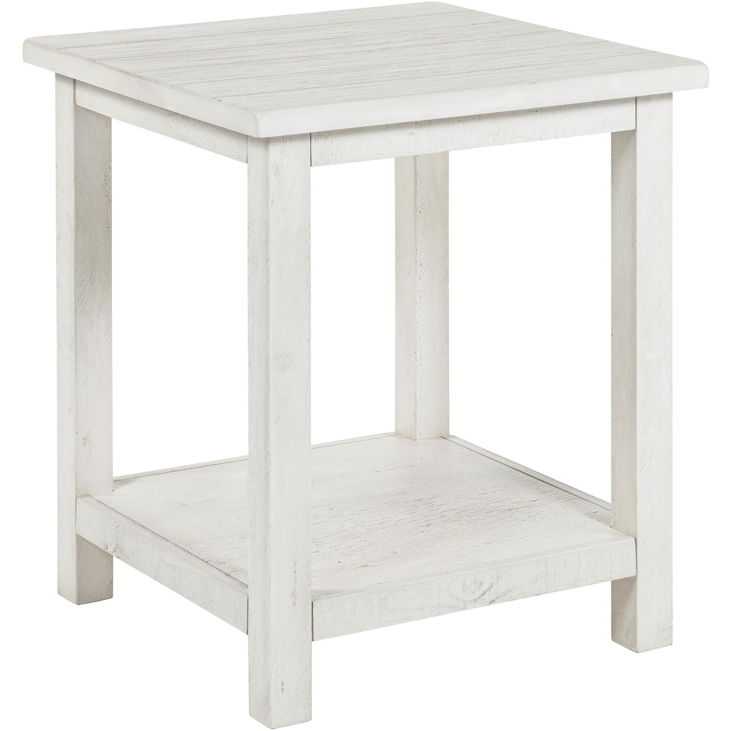 Payne Wood End Table With Shelf White