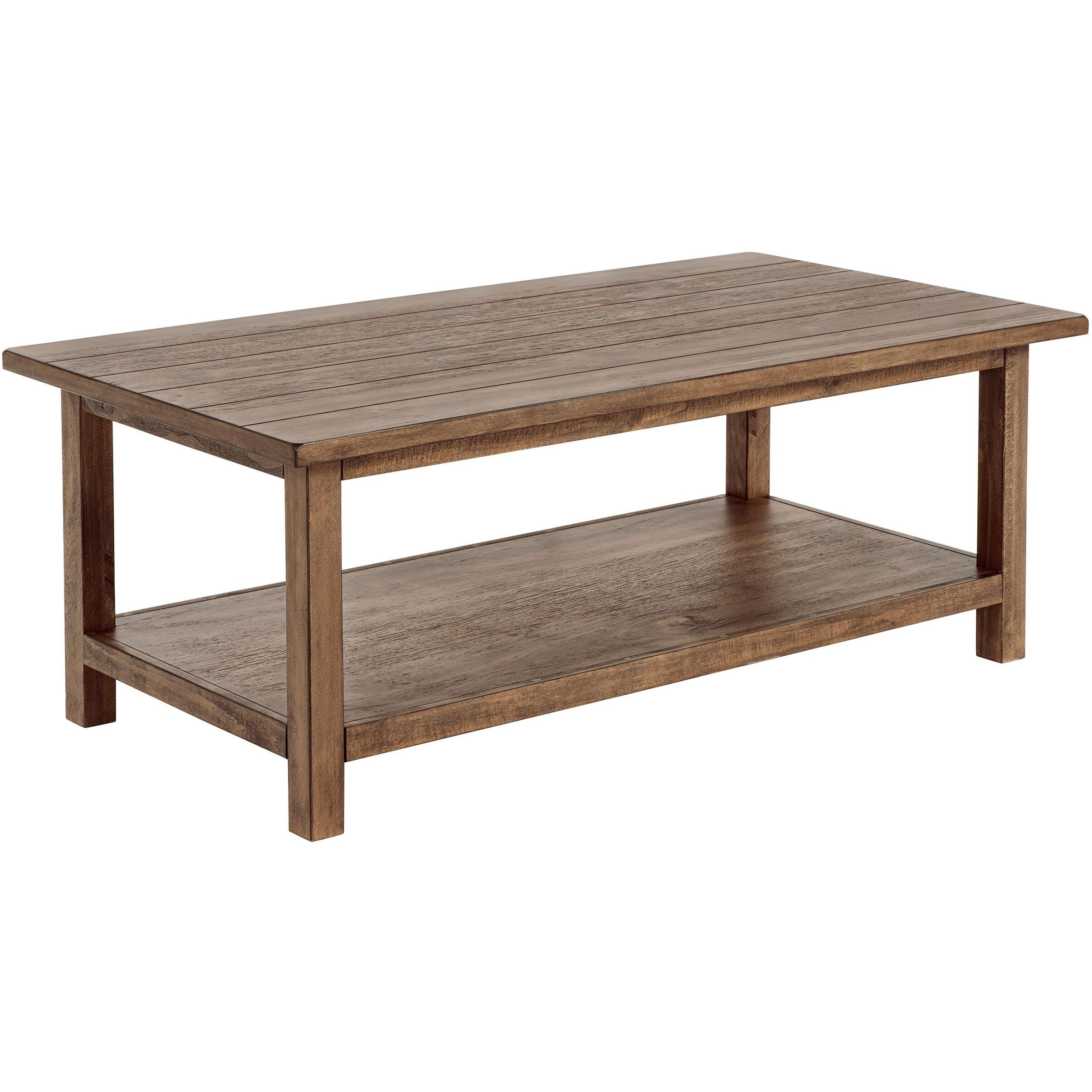Payne Wood Coffee Table With Shelf Distressed Brown