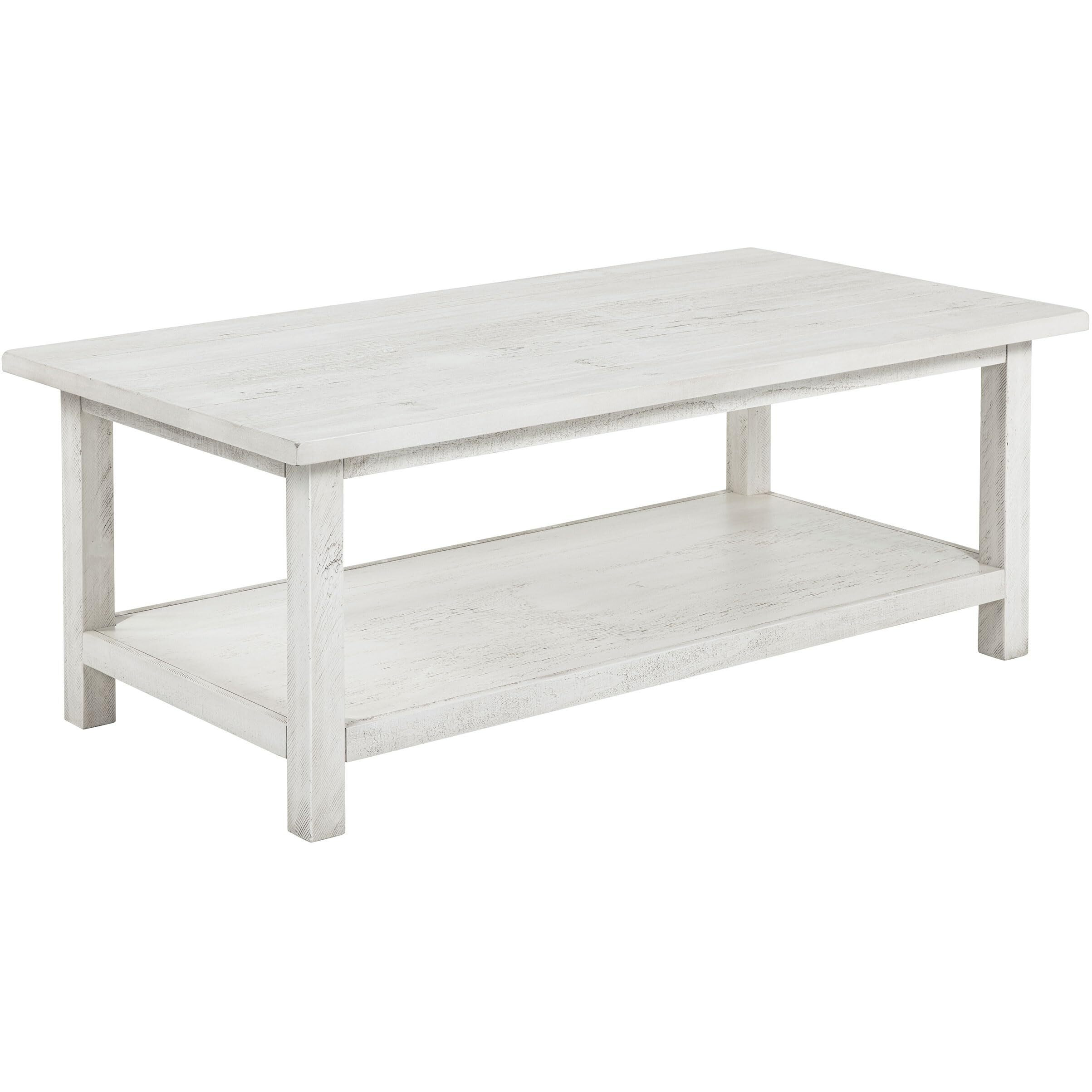 Payne Wood Coffee Table With Shelf White