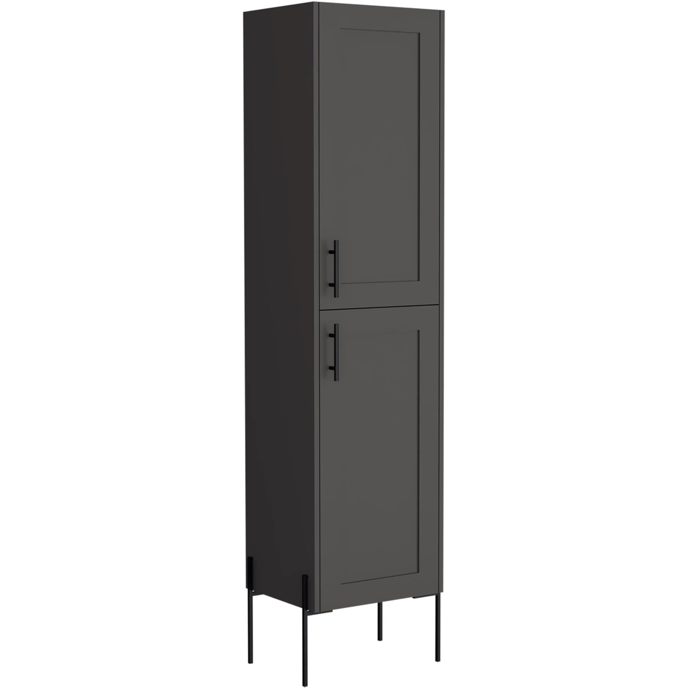 Quinby Linen Cabinet With 1 Door And 4 Shelves  Matt Gray