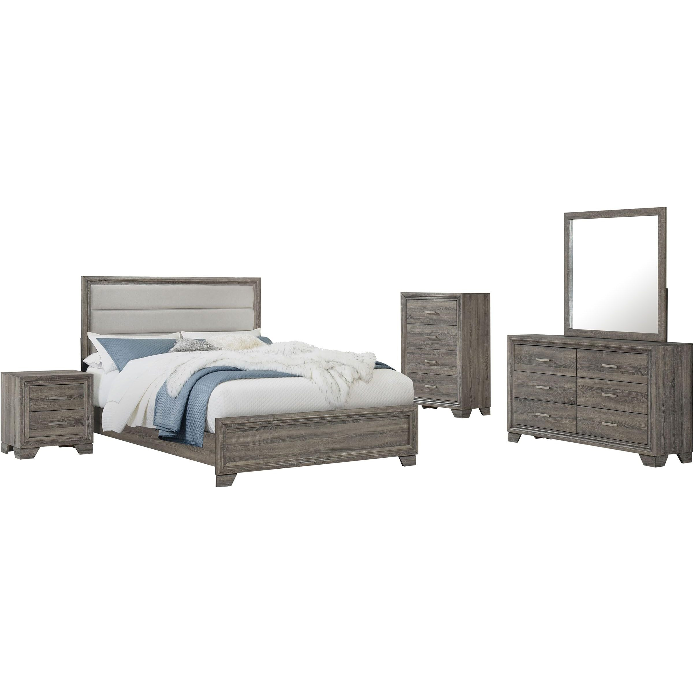 Wright 5-Piece Queen Bedroom Set Brown Oak