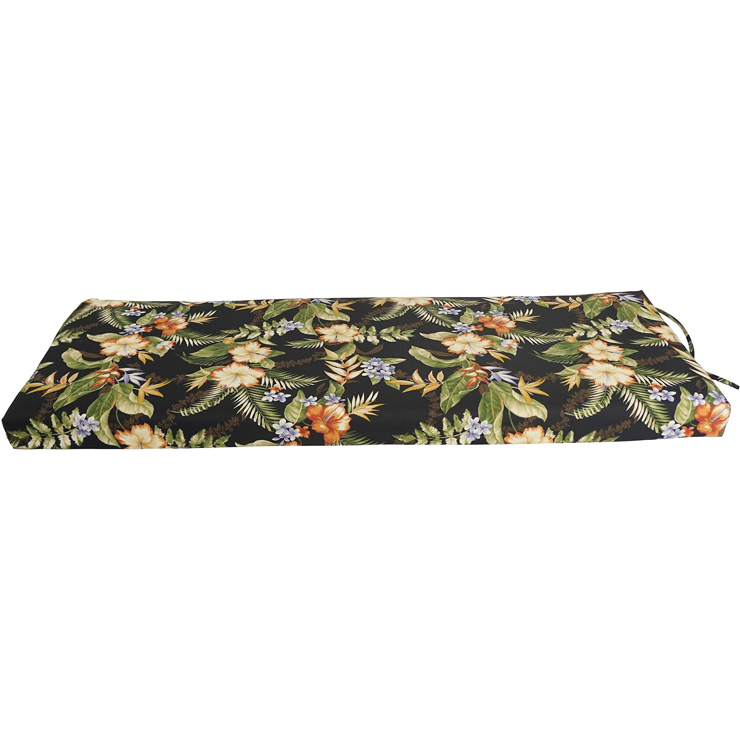 Blazing Needles Patterned Outdoor Spun Polyester Loveseat Cushion  48"" Wide  Freeport Ebony