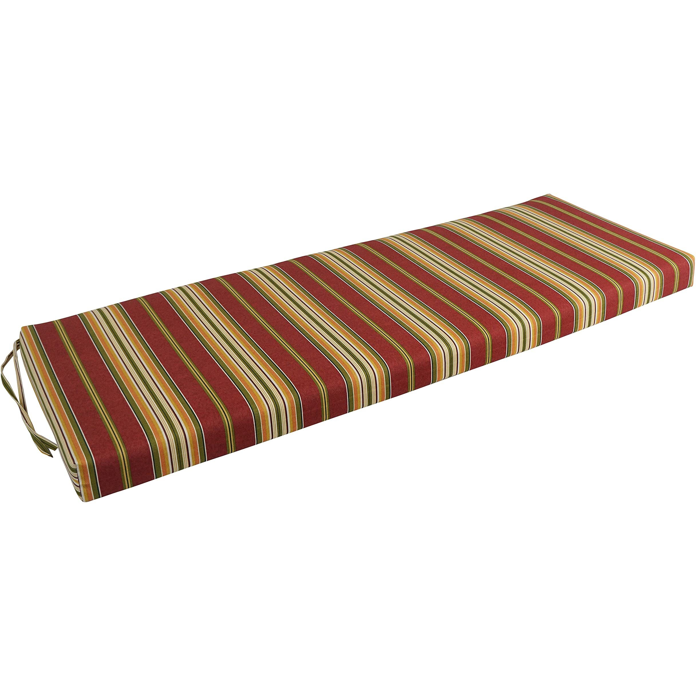 Blazing Needles Patterned Outdoor Spun Polyester Loveseat Cushion  51"" Wide  Kingsley Stripe Ruby