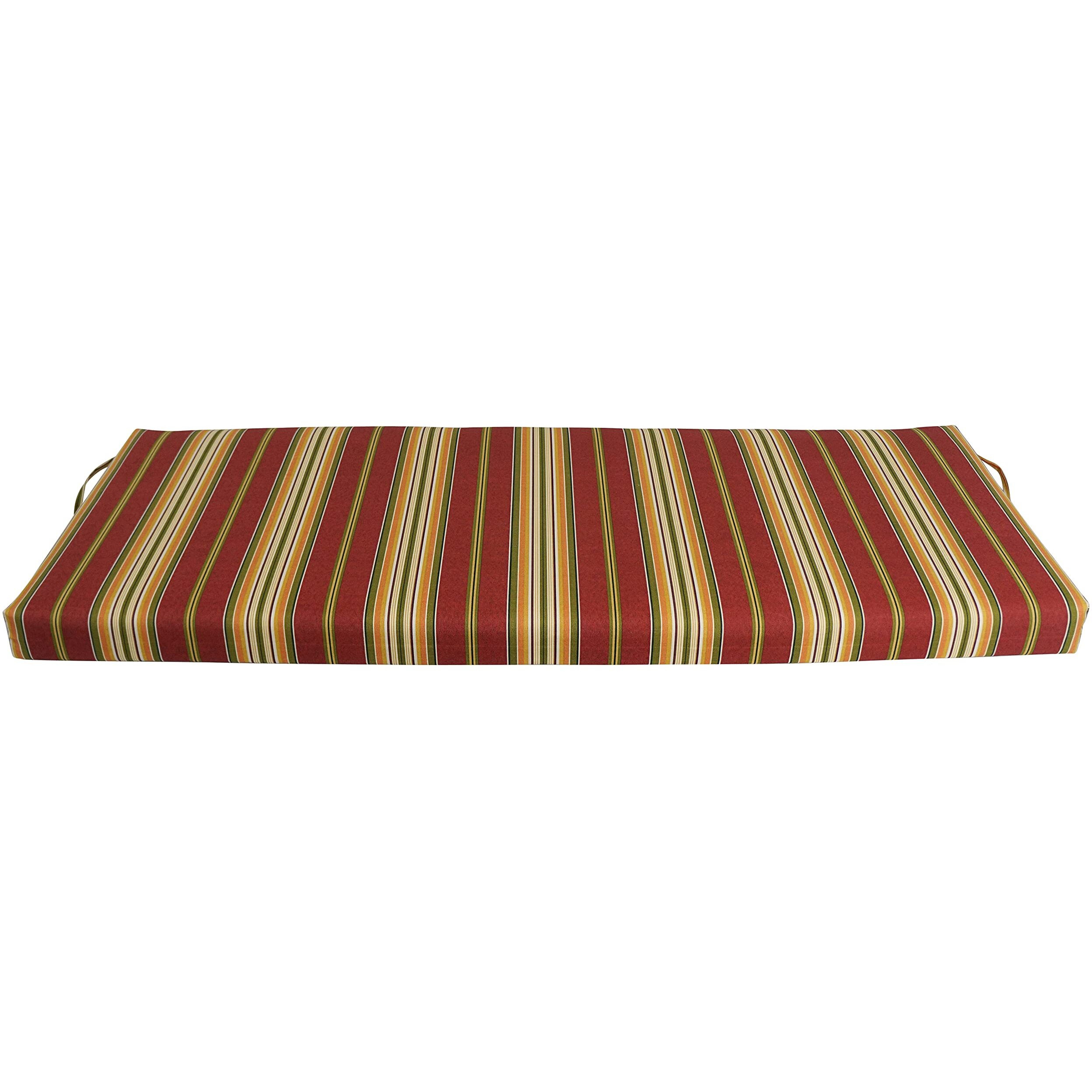 Blazing Needles Patterned Outdoor Spun Polyester Loveseat Cushion  51"" Wide  Kingsley Stripe Ruby