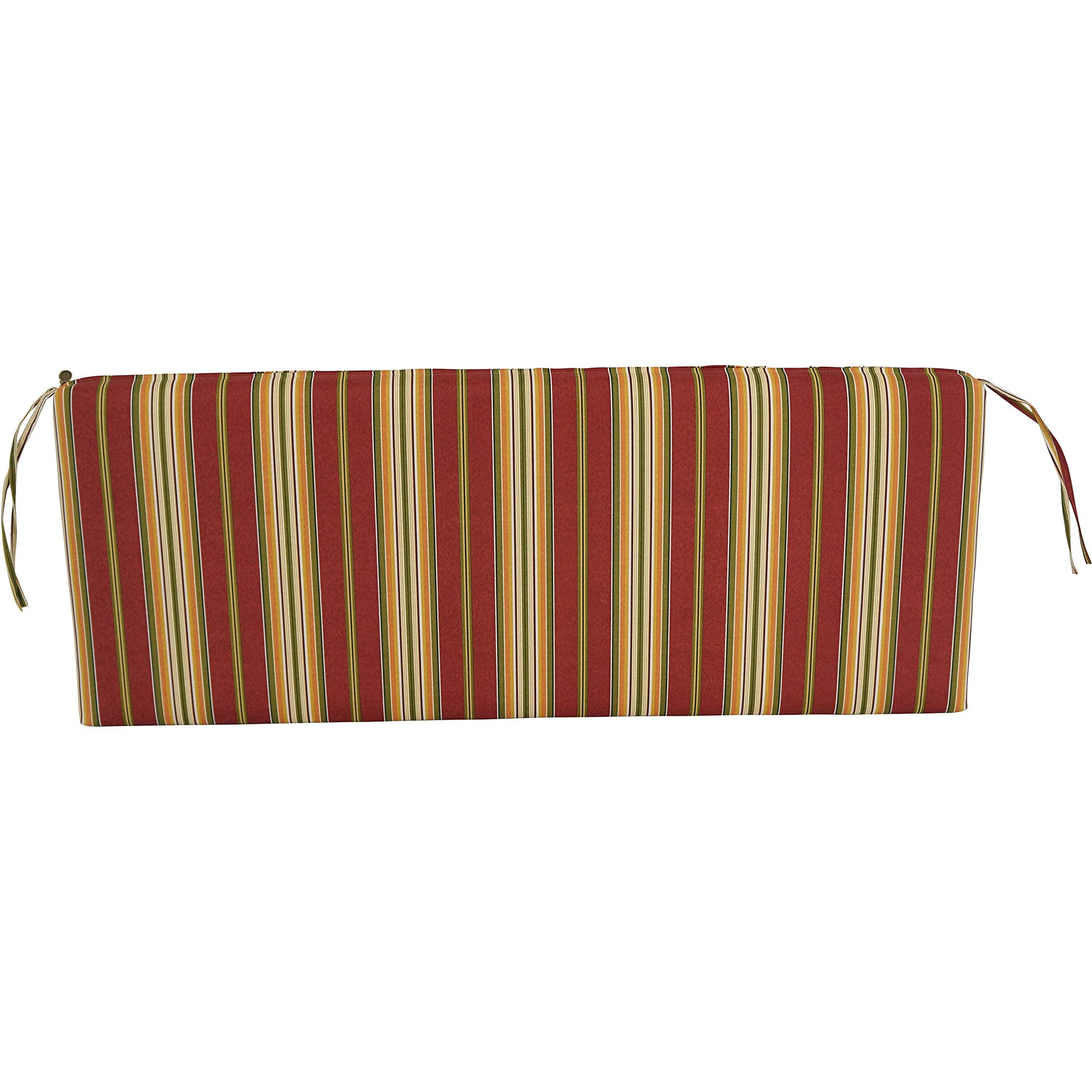 Blazing Needles Patterned Outdoor Spun Polyester Loveseat Cushion  51"" Wide  Kingsley Stripe Ruby
