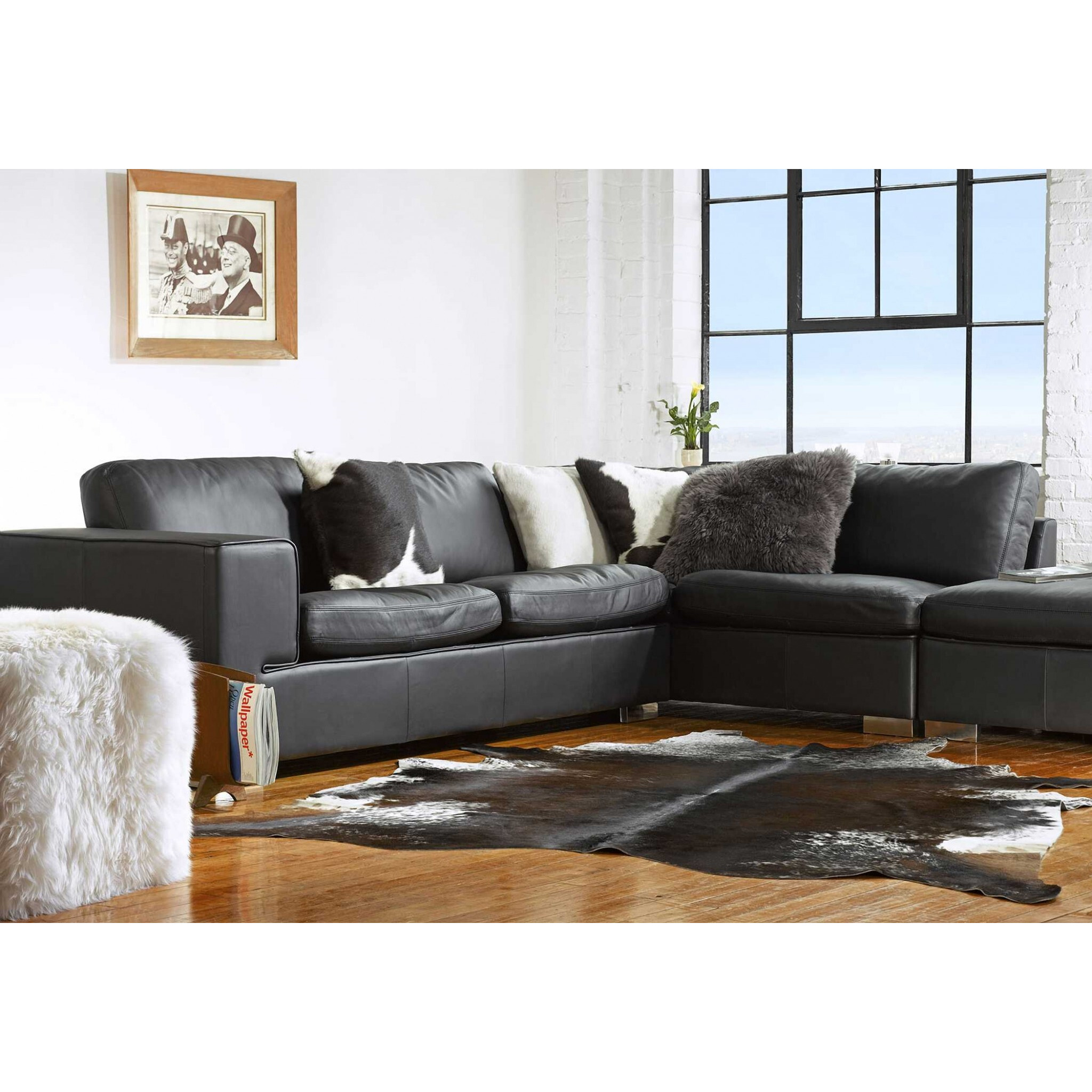 18"" X 18"" X 5"" Chocolate And White Cowhide  Pillow