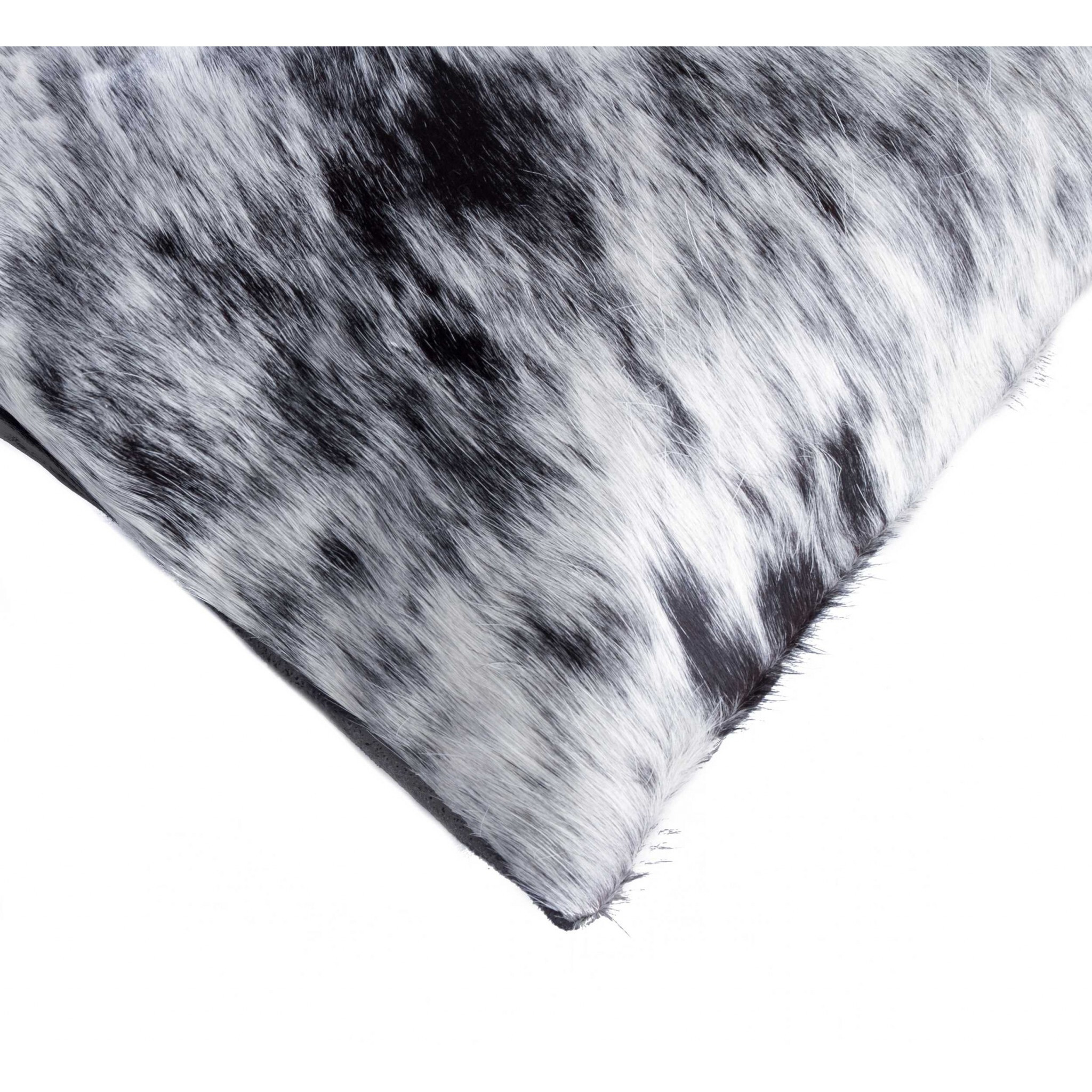18"" X 18"" X 5"" Salt And Pepper Black And White Cowhide  Pillow