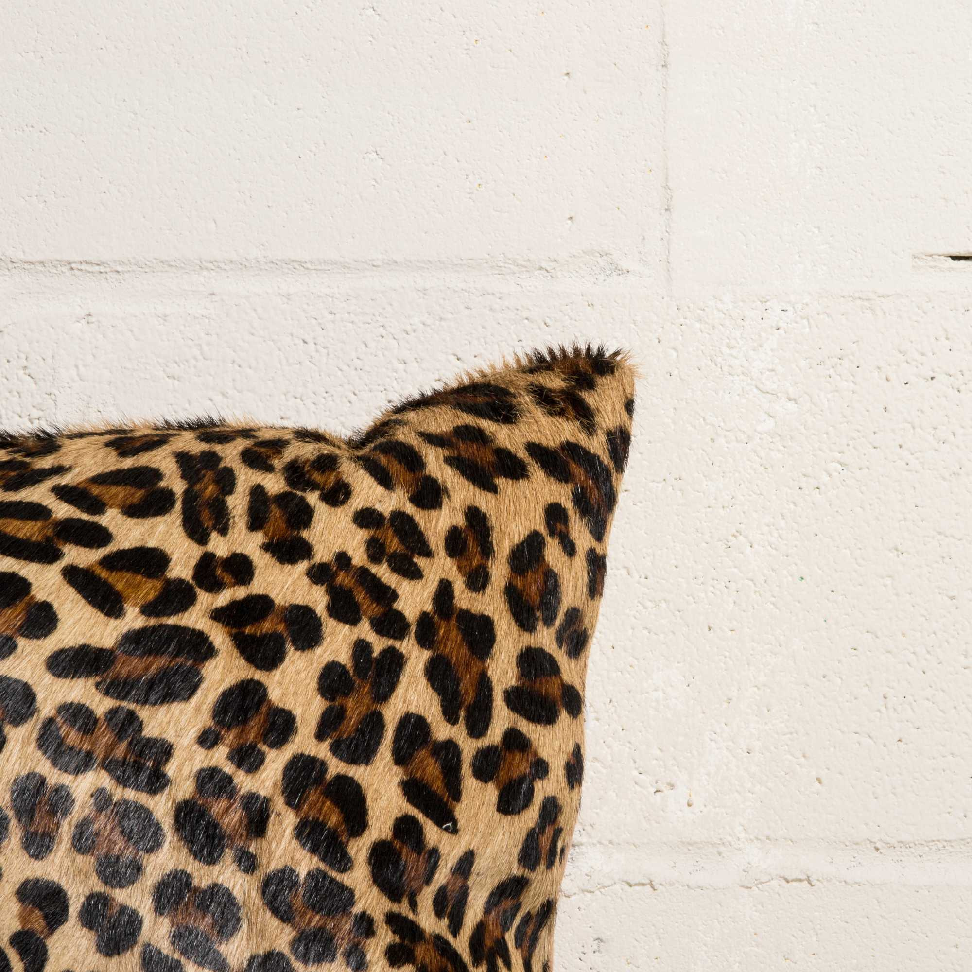 18"" X 18"" X 5"" Striking Leopard Torino Kobe Cowhide  Pillow