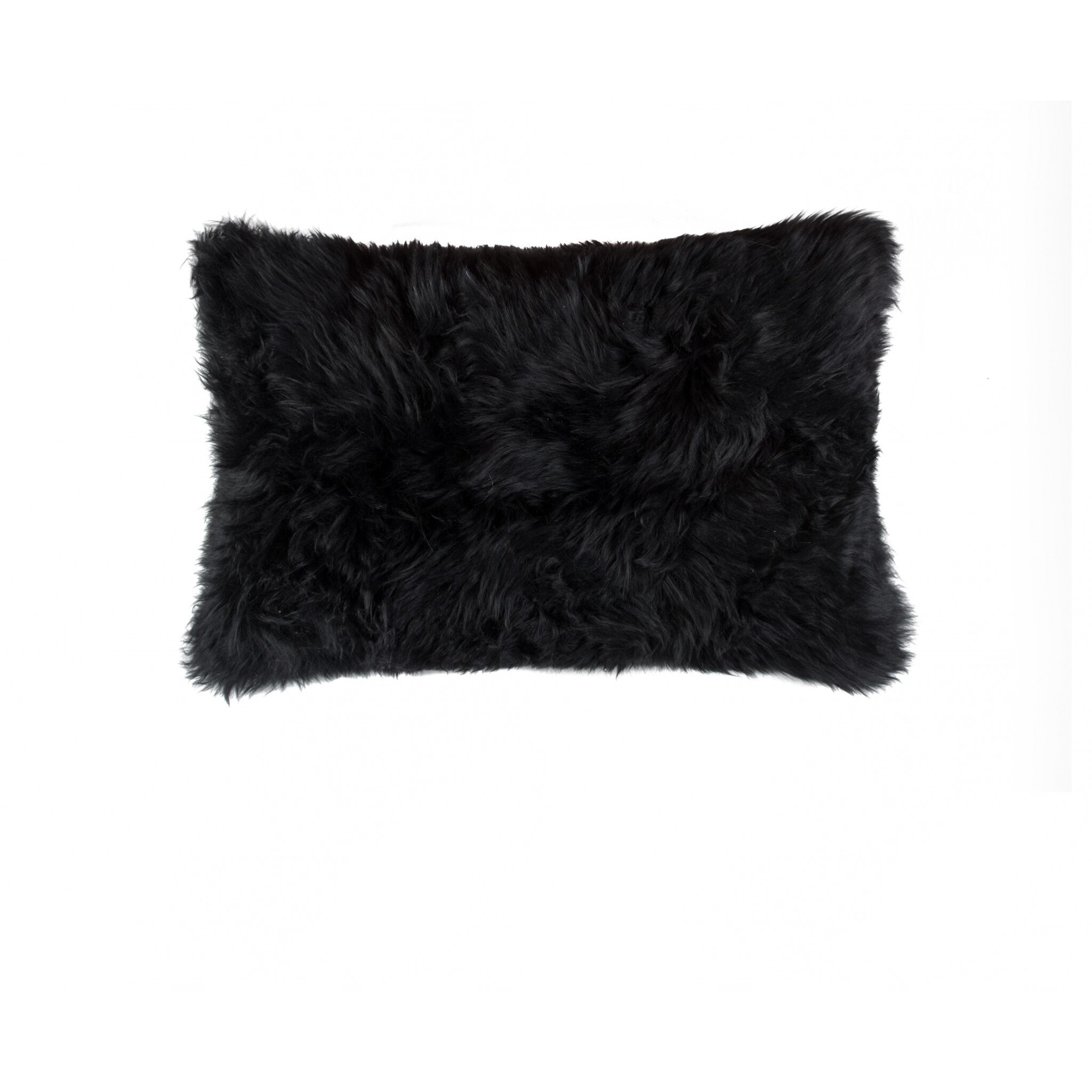 18"" X 18"&quotModern Black New Zealand Sheepskin Pillow