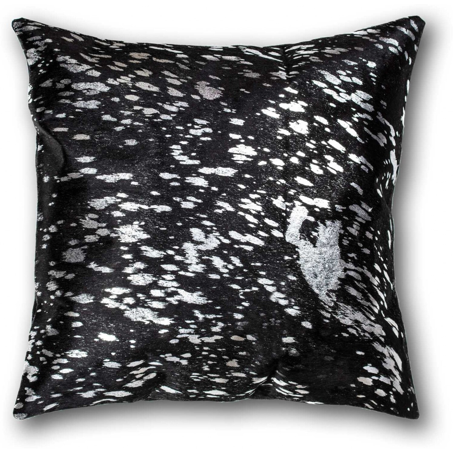 18"" X 18"" X 5"" Black And Silver Torino Kobe Cowhide  Pillow