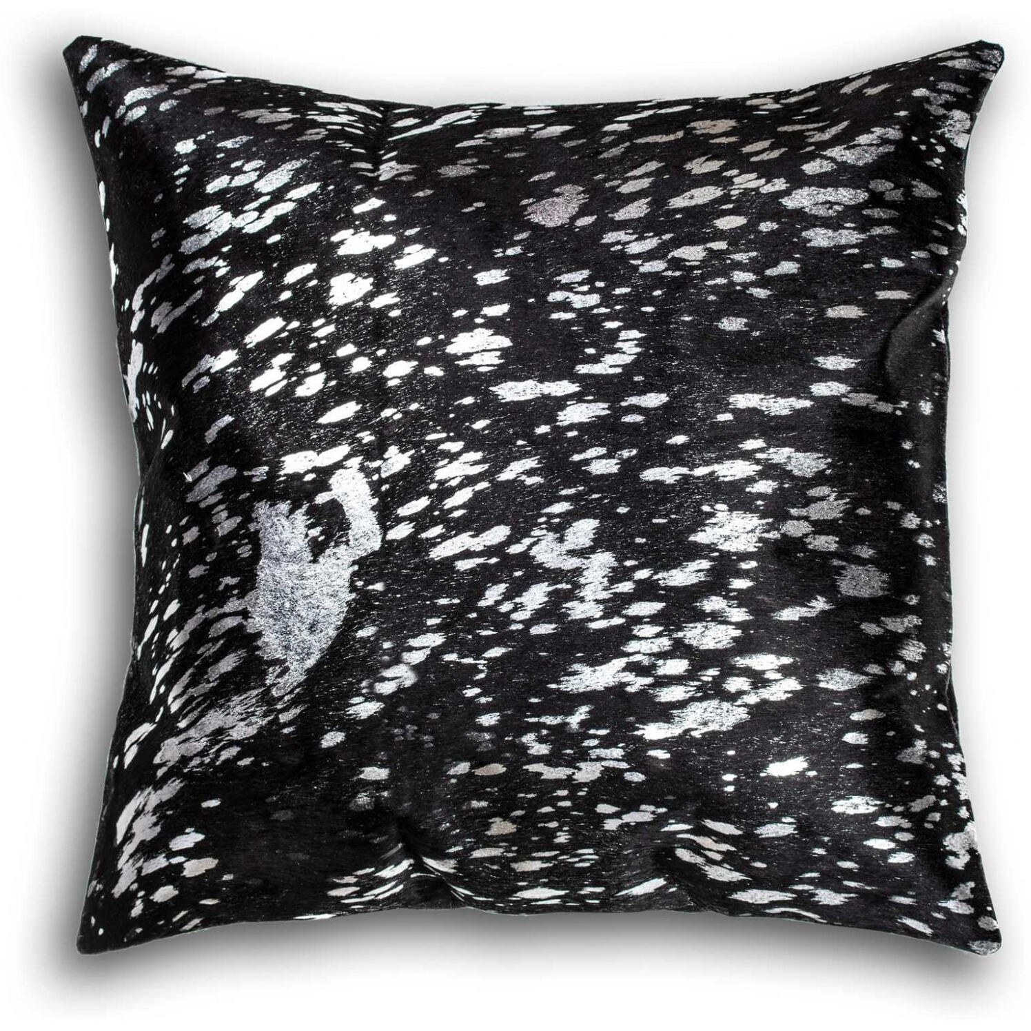 18"" X 18"" X 5"" Black And Silver Torino Kobe Cowhide  Pillow
