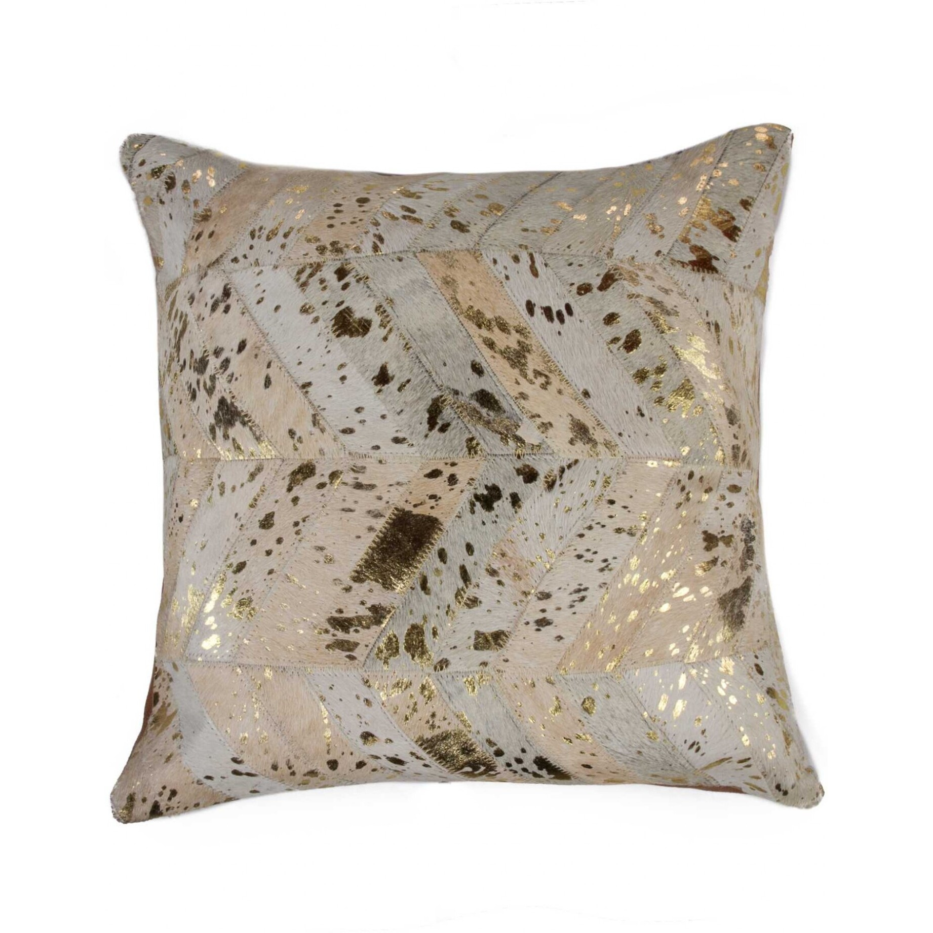 18"" X 18"" X 5""  Natural And Gold  Pillow