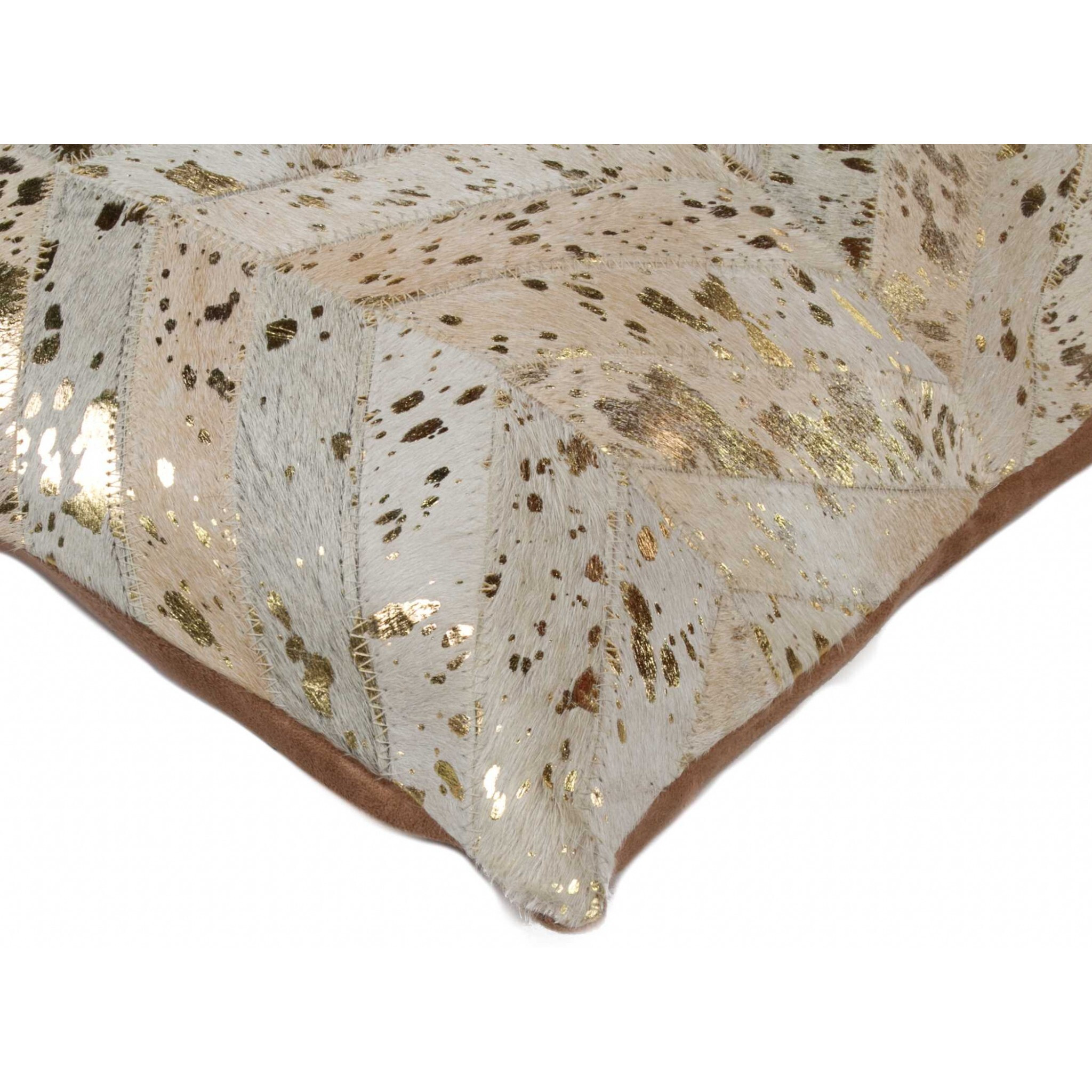 18"" X 18"" X 5""  Natural And Gold  Pillow