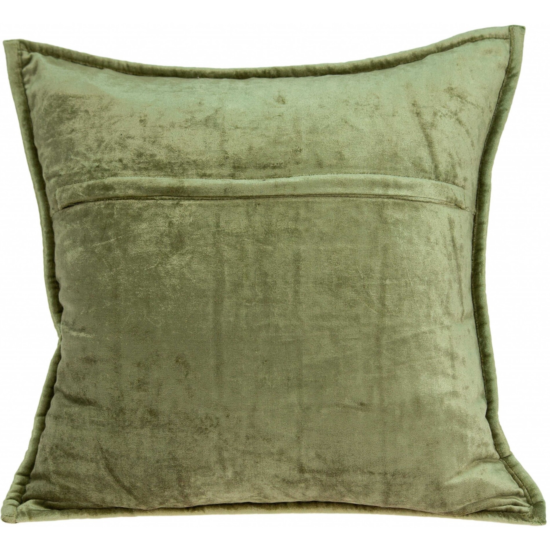 20"" X 7"" X 20"" Transitional Olive Solid Quilted Pillow Cover With Poly Insert