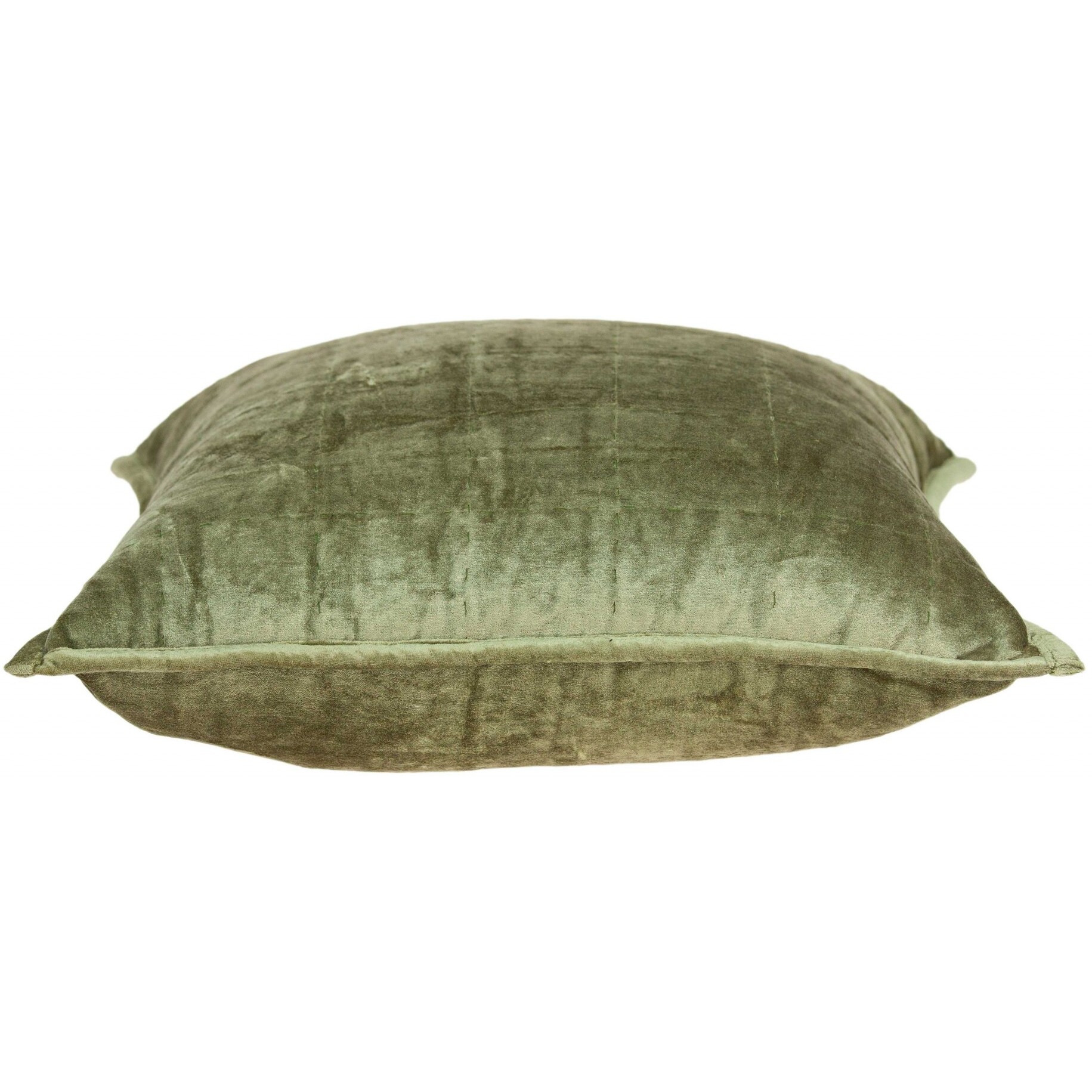 20"" X 7"" X 20"" Transitional Olive Solid Quilted Pillow Cover With Poly Insert