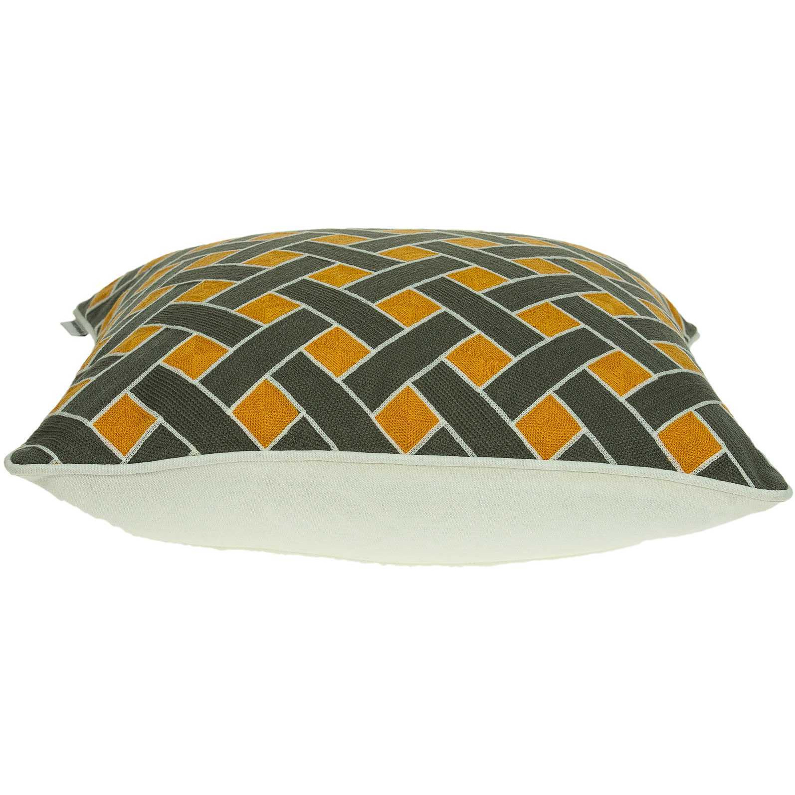 20"" X 7"" X 20"" Transitional Gray And Orange Pillow Cover With Poly Insert