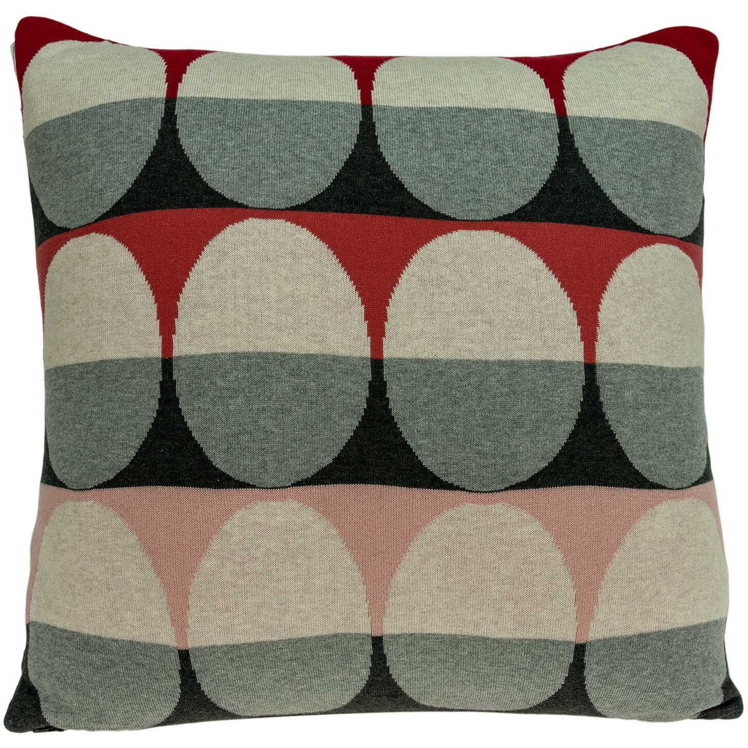 20"" X 7"" X 20"" Transitional Gray And Red Pillow Cover With Poly Insert
