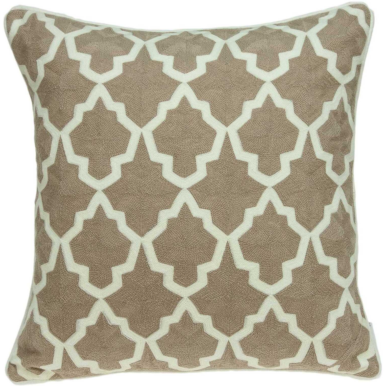 20"" X 7"" X 20"" Transitional Beige And White Pillow Cover With Poly Insert