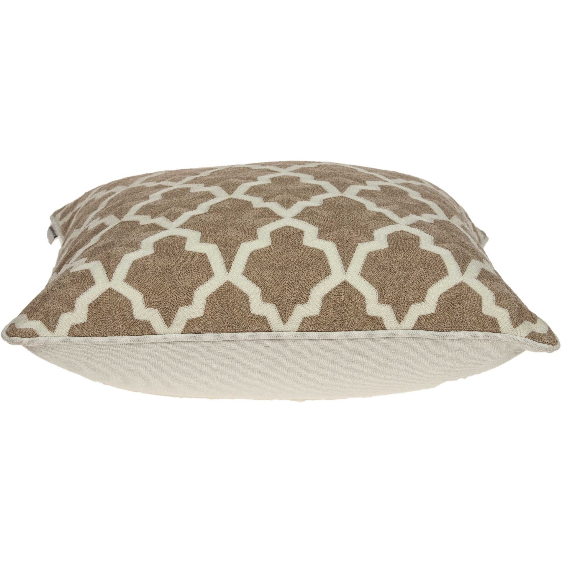 20"" X 7"" X 20"" Transitional Beige And White Pillow Cover With Poly Insert