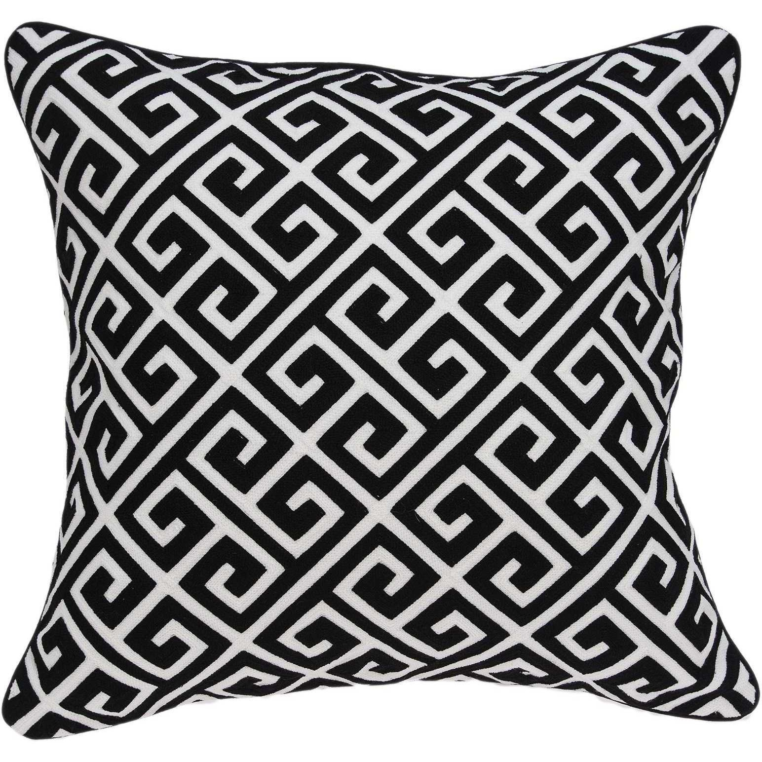 20"" X 7"" X 20"" Cool Transitional Black And White Pillow Cover With Poly Insert