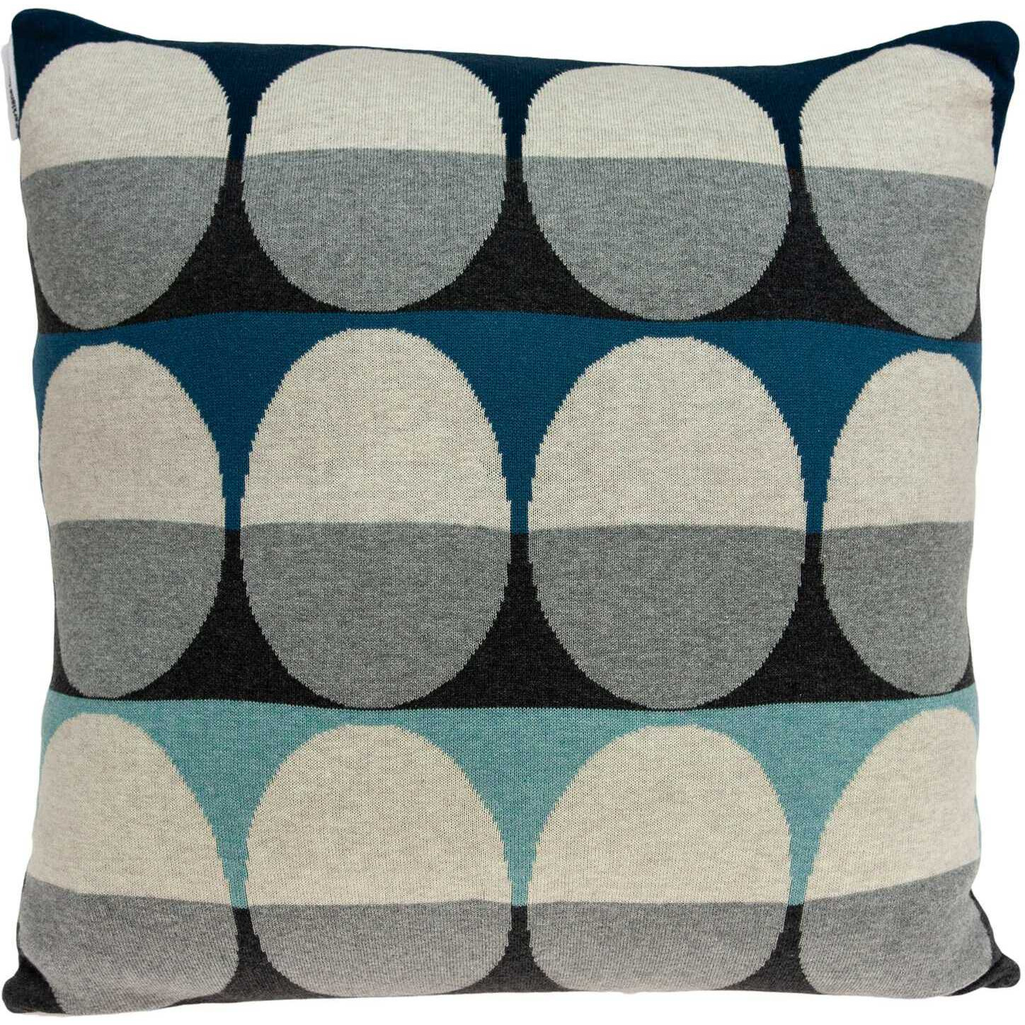 20"" X 7"" X 20"" Transitional Gray And Blue Pillow Cover With Poly Insert