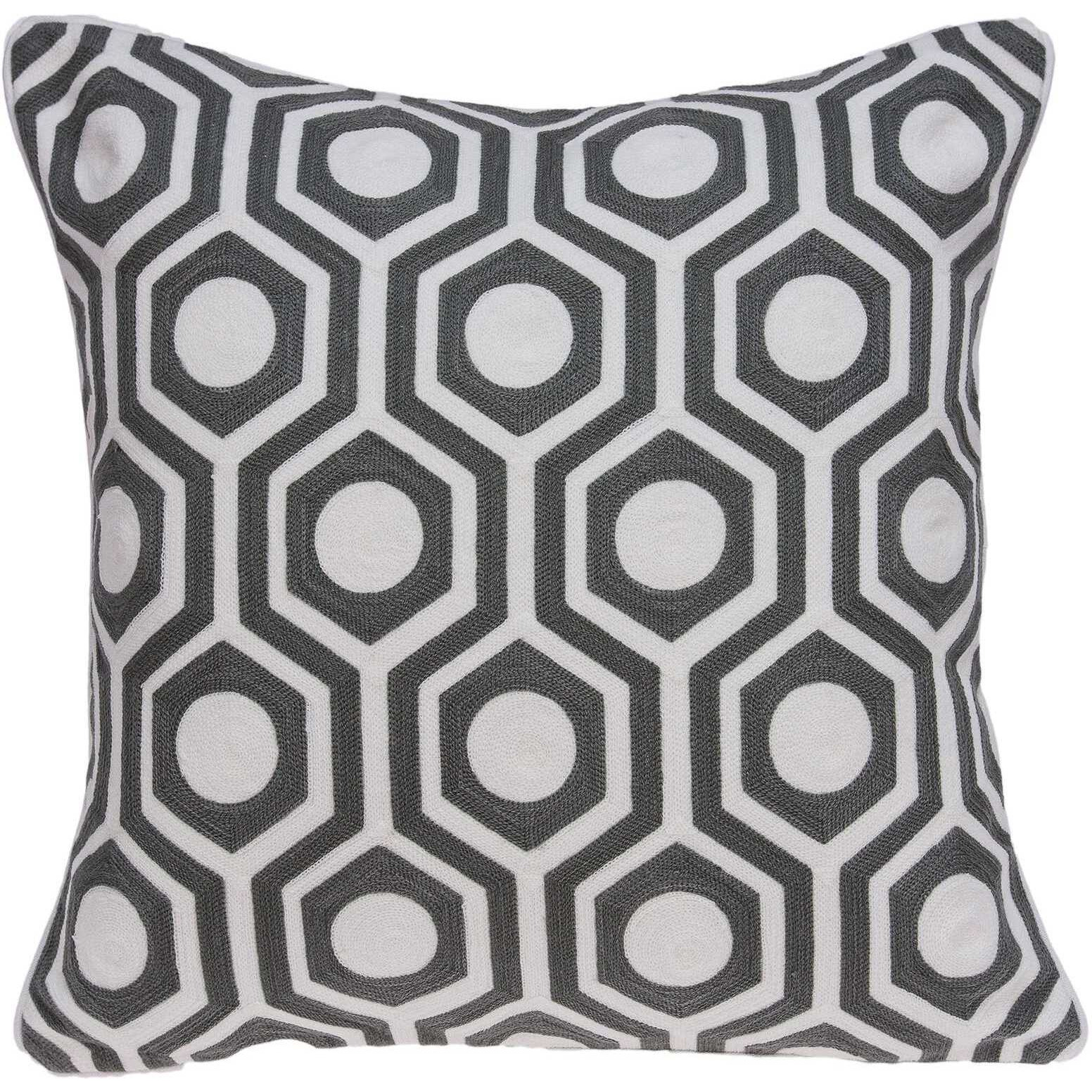 20"" X 7"" X 20"" Cool Gray And White Pillow Cover With Poly Insert