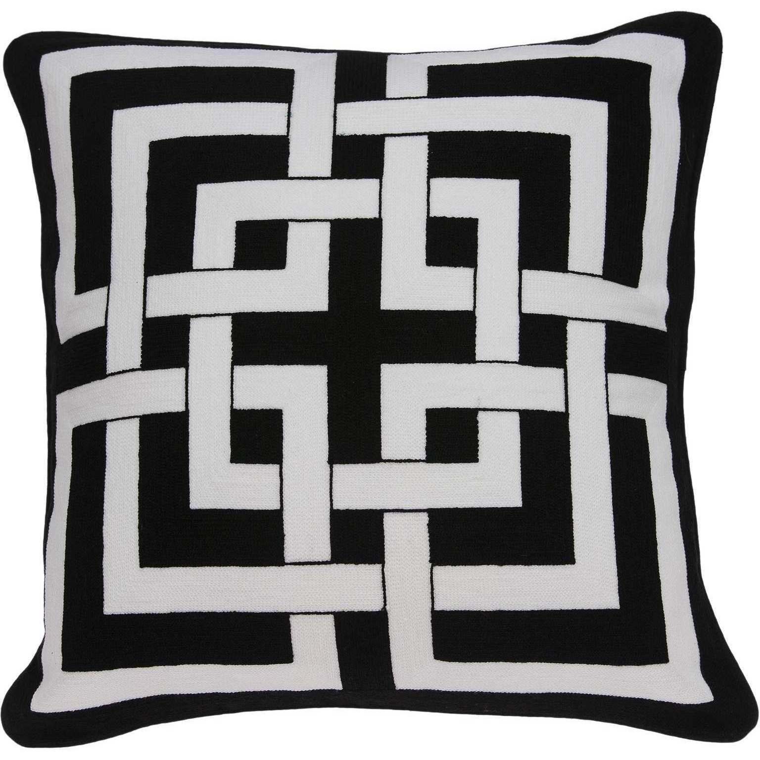 20"" X 7"" X 20"" Transitional Black And White Pillow Cover With Poly Insert