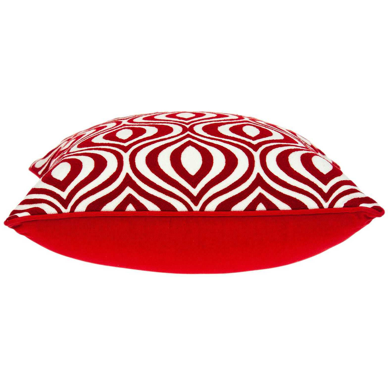 20"" X 7"" X 20"" Transitional Red And White Pillow Cover With Poly Insert