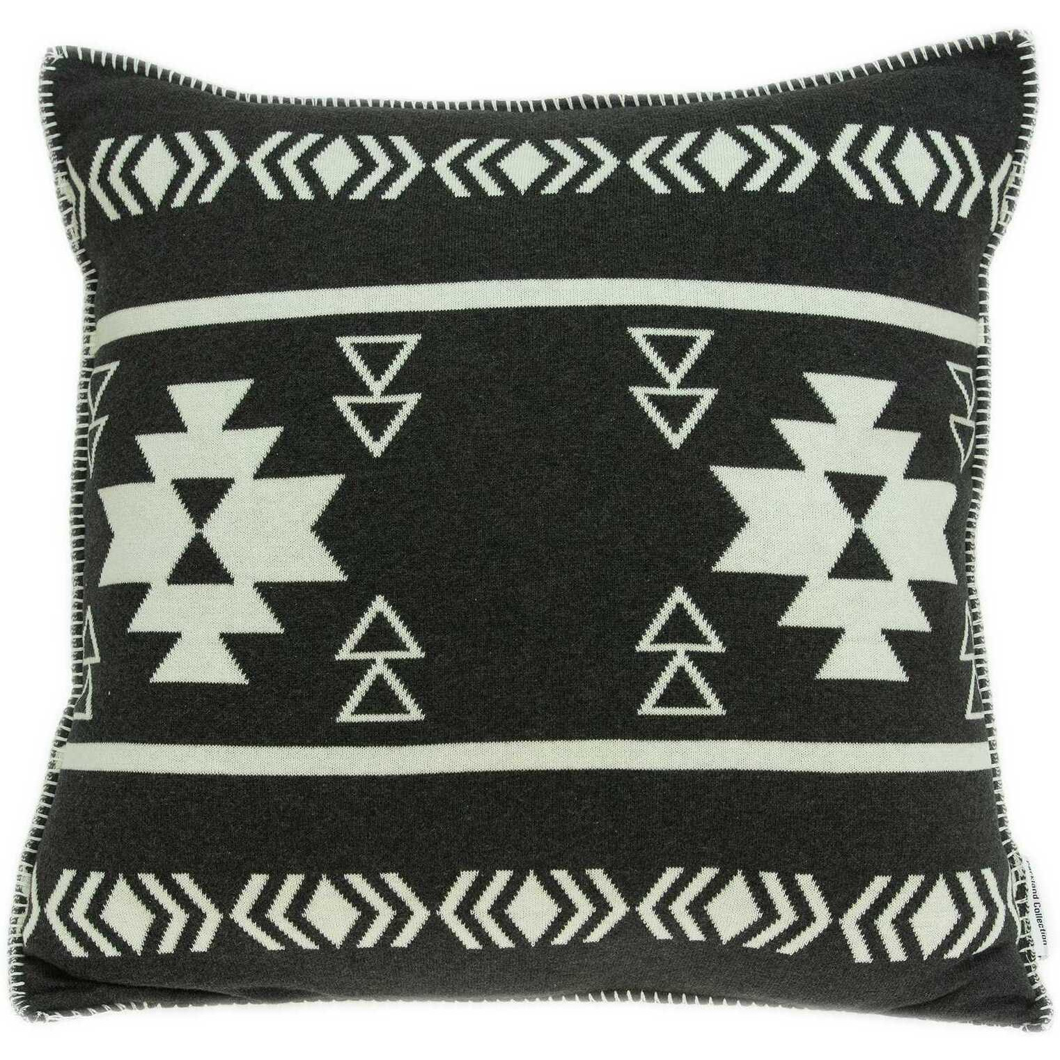 20"" X 7"" X 20"" Southwest Black Cotton Pillow Cover With Poly Insert
