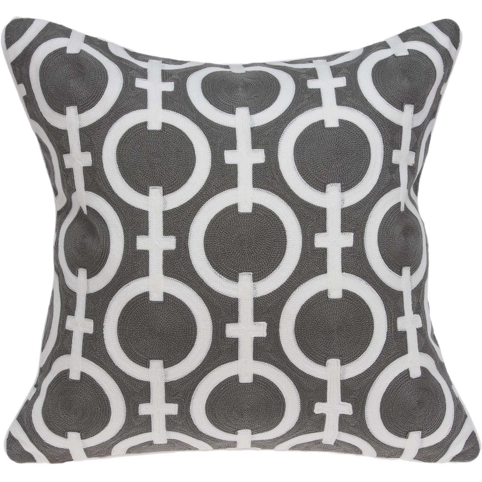 20"" X 7"" X 20"" Transitional Gray And White Accent Pillow Cover With Poly Insert