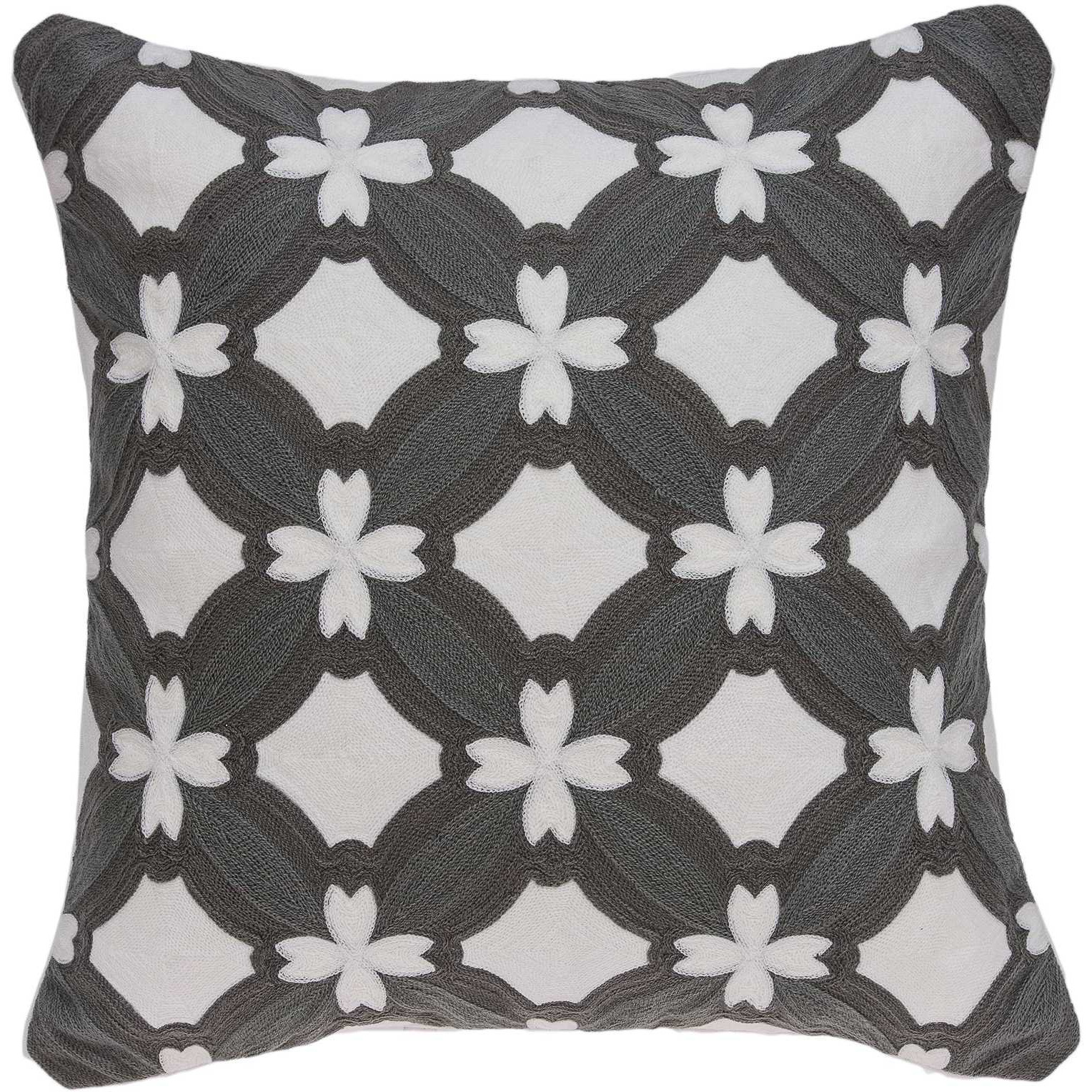 20"" X 7"" X 20"" Transitional Gray And White Pillow Cover With Poly Insert