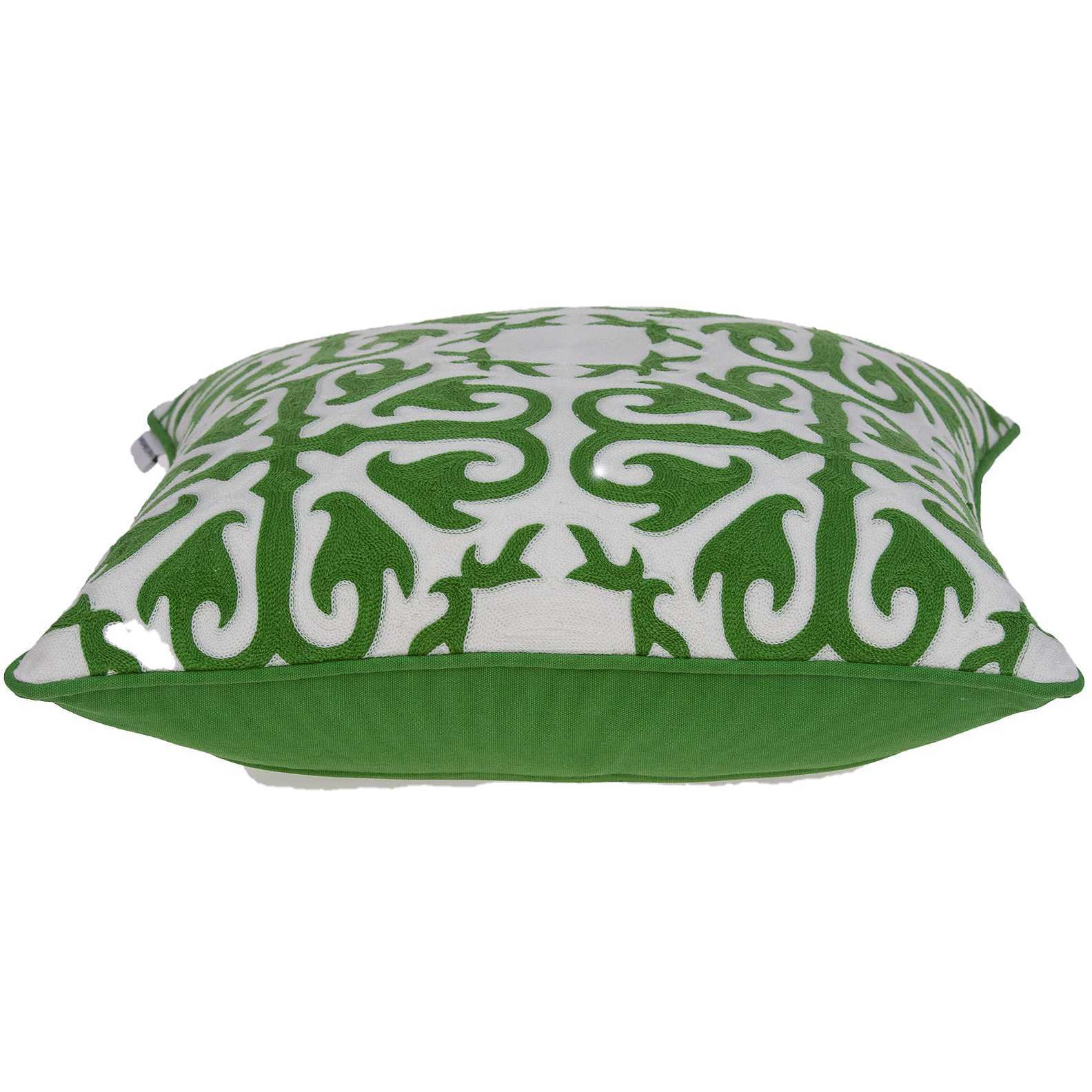 20"" X 7"" X 20"" Traditional Green And White Accent Pillow Cover With Poly Insert
