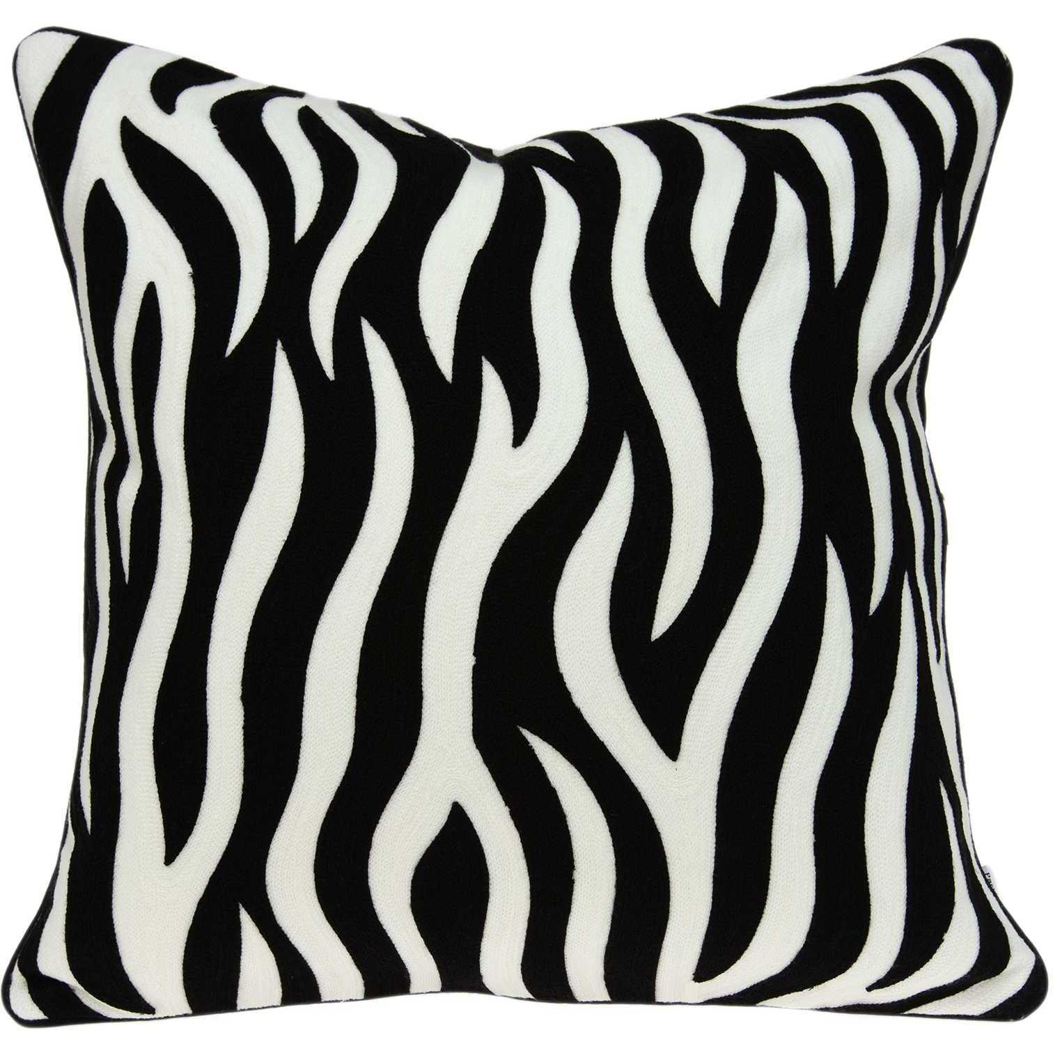20"" X 7"" X 20"" Transitional Black And White Zebra Pillow Cover With Poly Insert