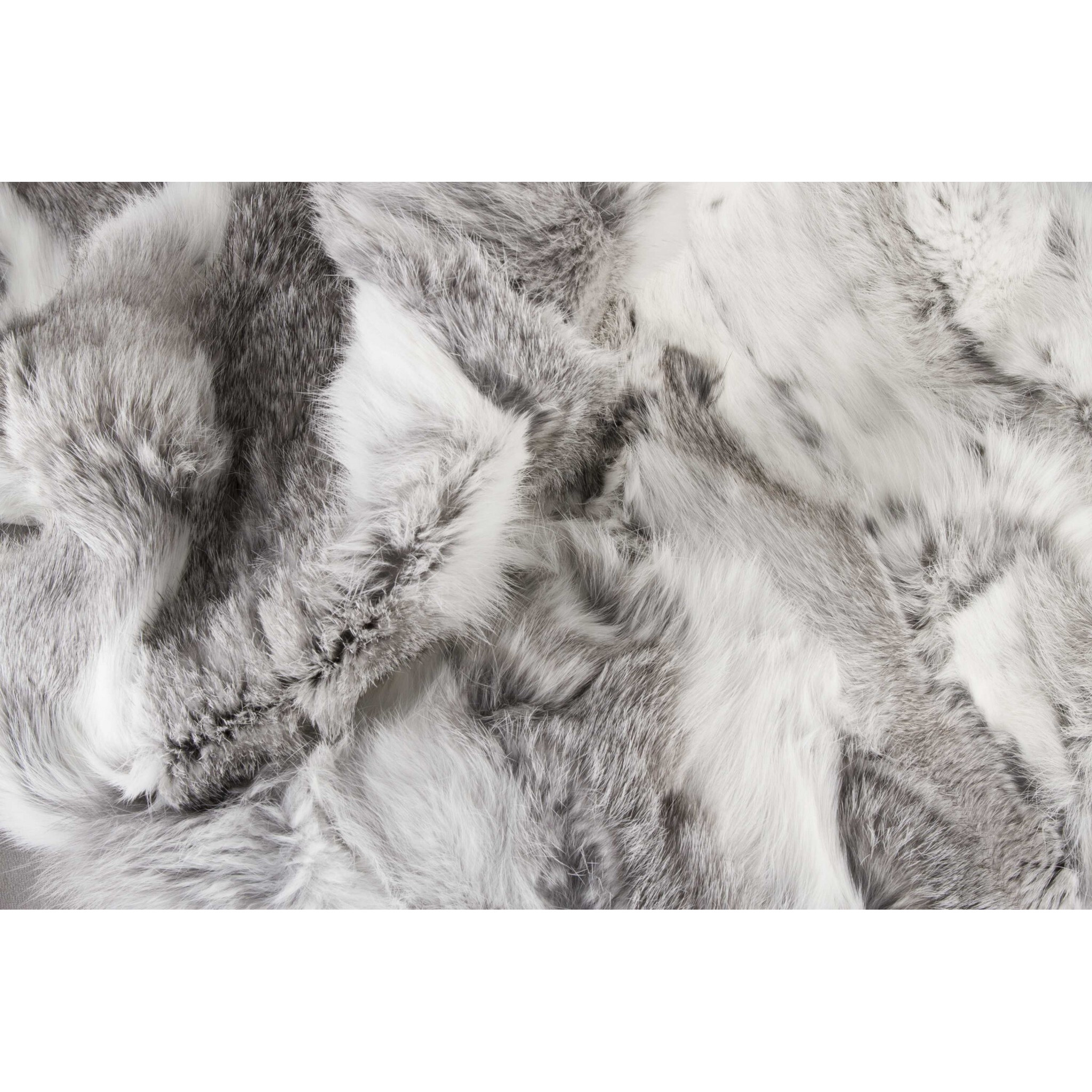 2"" X 50"" X 60"" 100% Natural Rabbit Fur Grey Throw Blanket