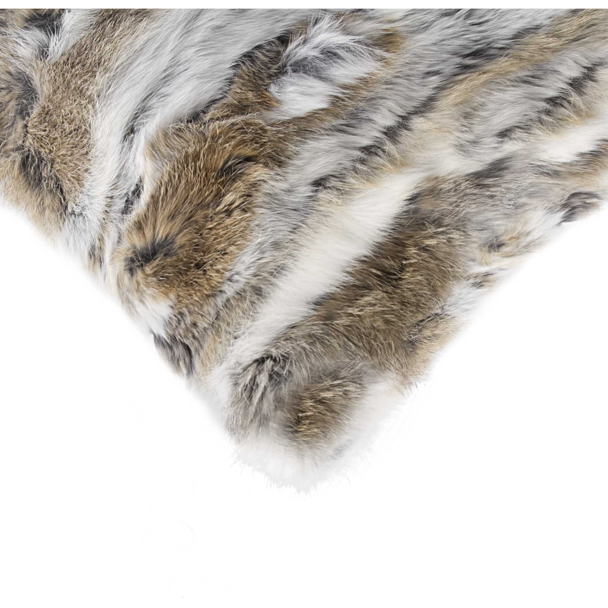 5"" X 12"" X 20"" 100% Natural Rabbit Fur Tan And White Pillow