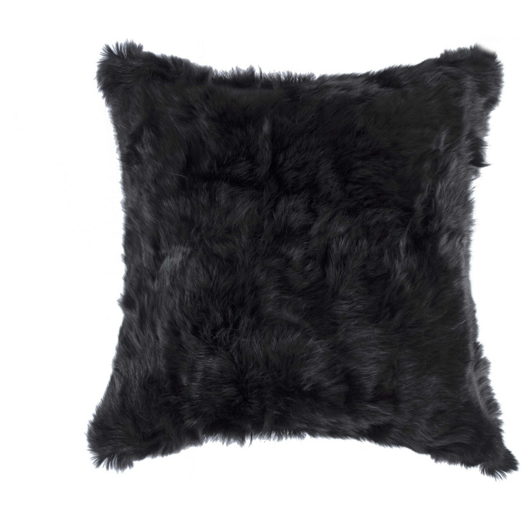5"" X 18"" X 18"" 100% Natural Rabbit Fur Black Pillow