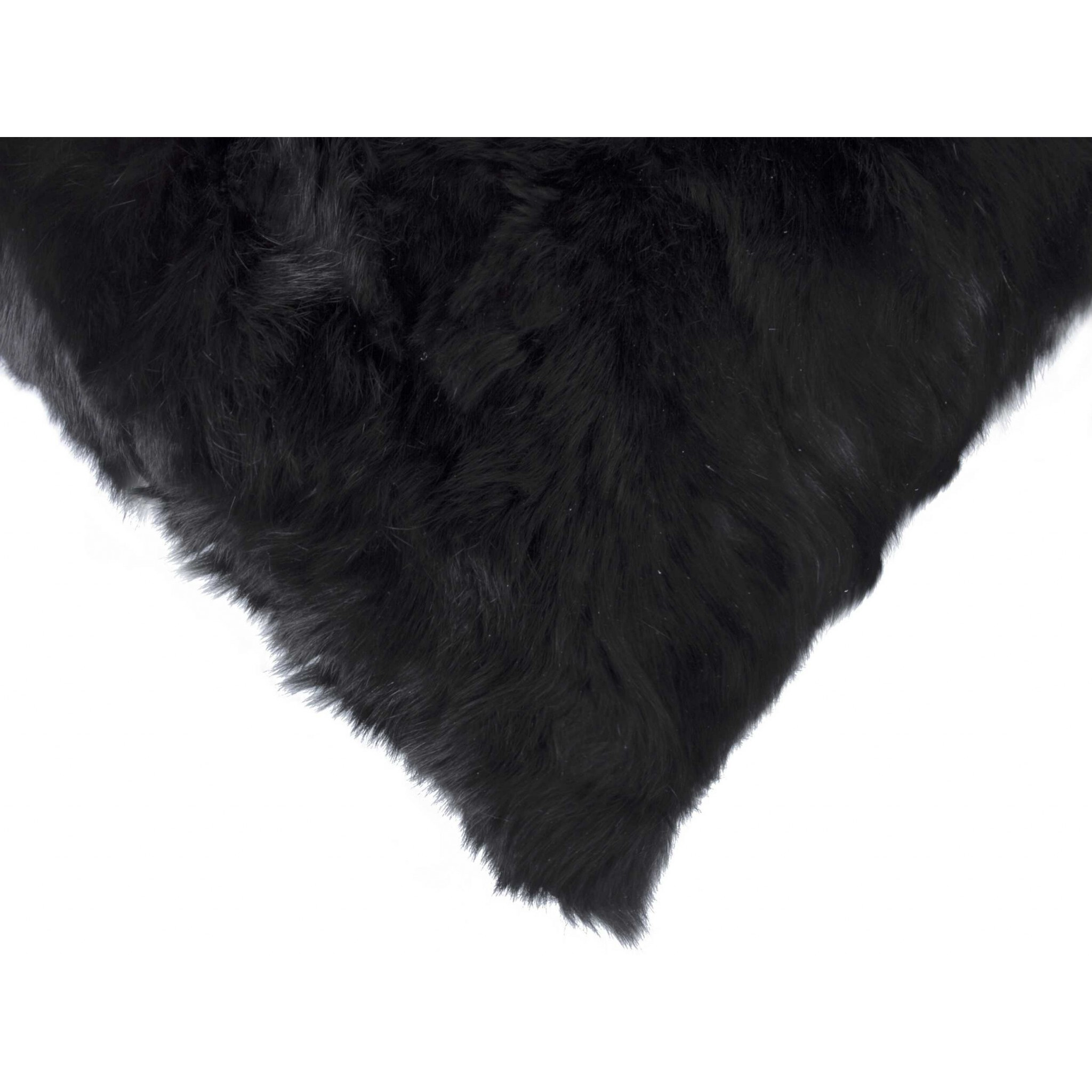 5"" X 18"" X 18"" 100% Natural Rabbit Fur Black Pillow