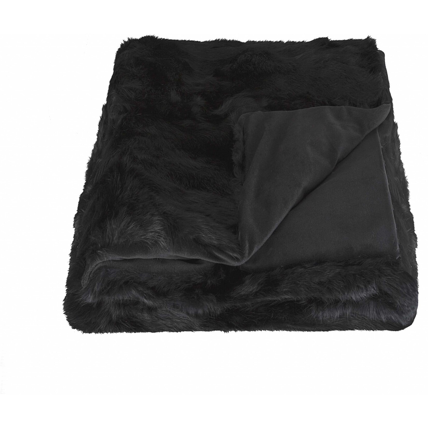 2"" X 50"" X 60"" 100 Natural Rabbit Fur Black Throw Blanket