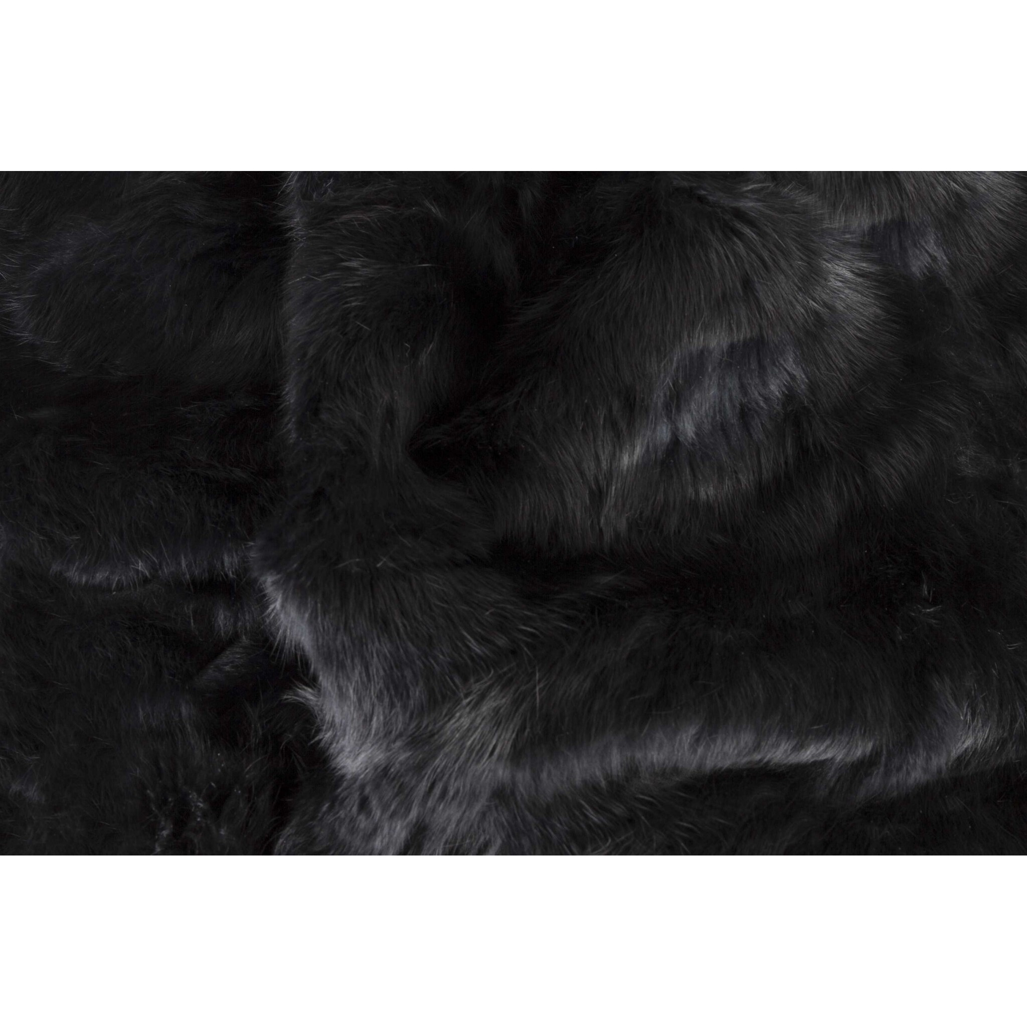 2"" X 50"" X 60"" 100 Natural Rabbit Fur Black Throw Blanket