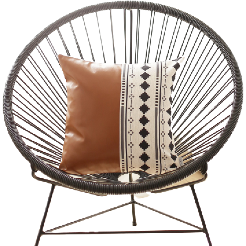 Set Of 2 Half Diamond Patterns And Rustic Brown Faux Leather Lumbar Pillow Covers