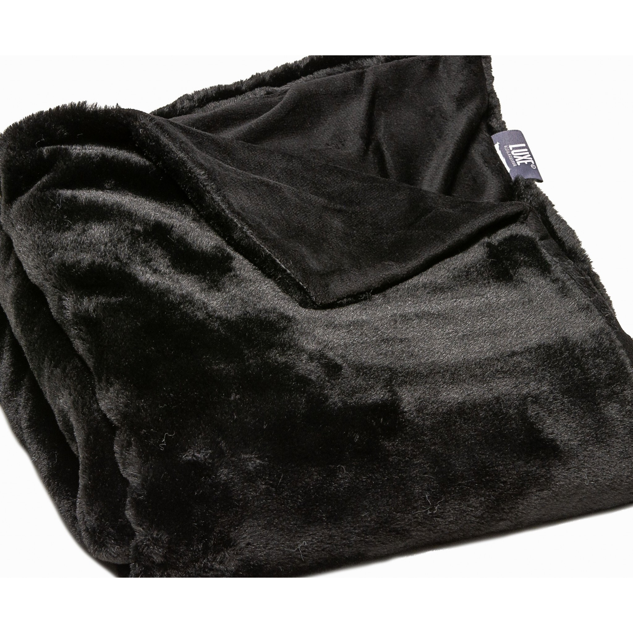 Premier Luxury Black Super Soft Faux Fur Throw Blanket