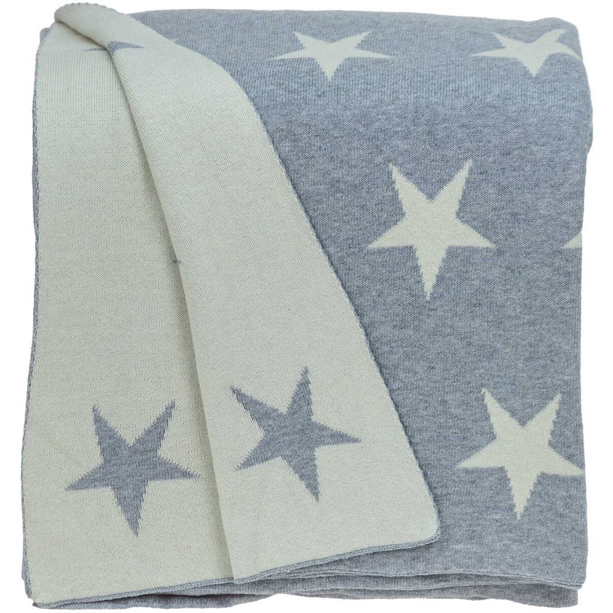 Gray And White Stars Knitted Throw Blanket
