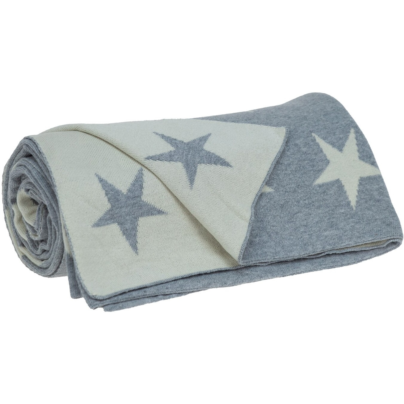 Gray And White Stars Knitted Throw Blanket