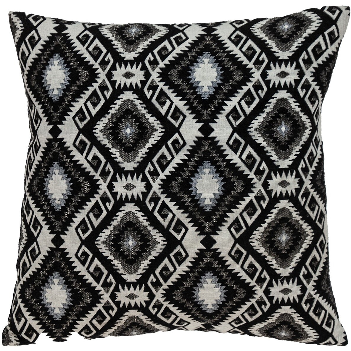 Jet Black And White Geo Throw Pillow