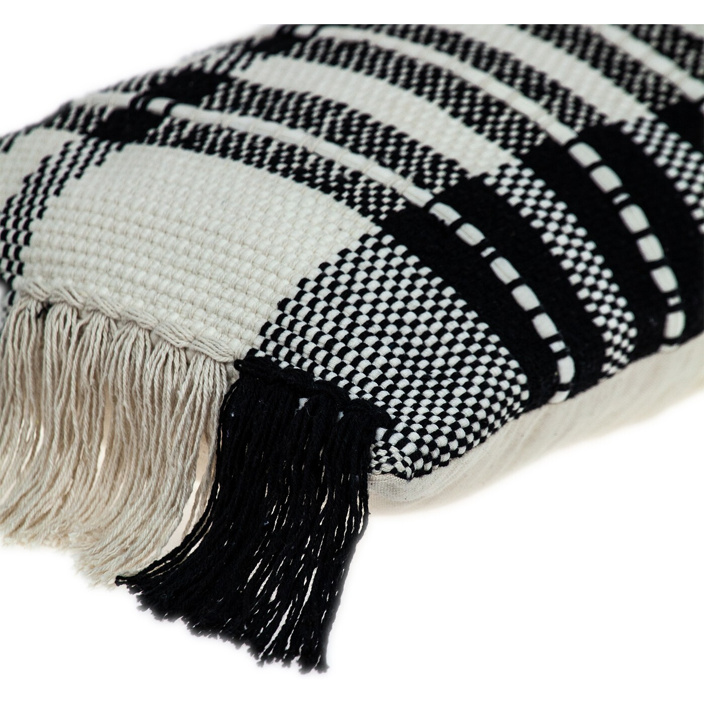 Black And White Geo Long Lumbar Throw Pillow