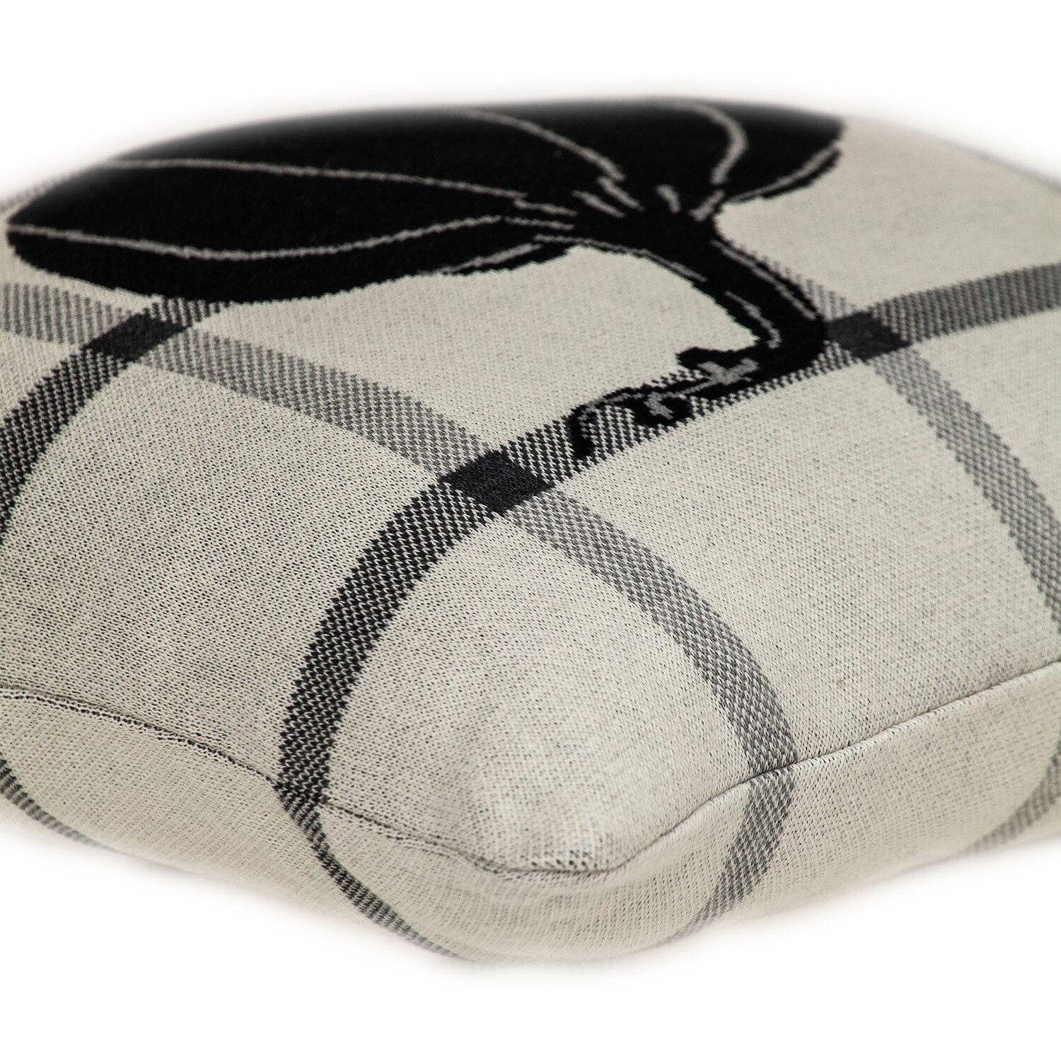 Grey Plaid Pumpkin Throw Pillow